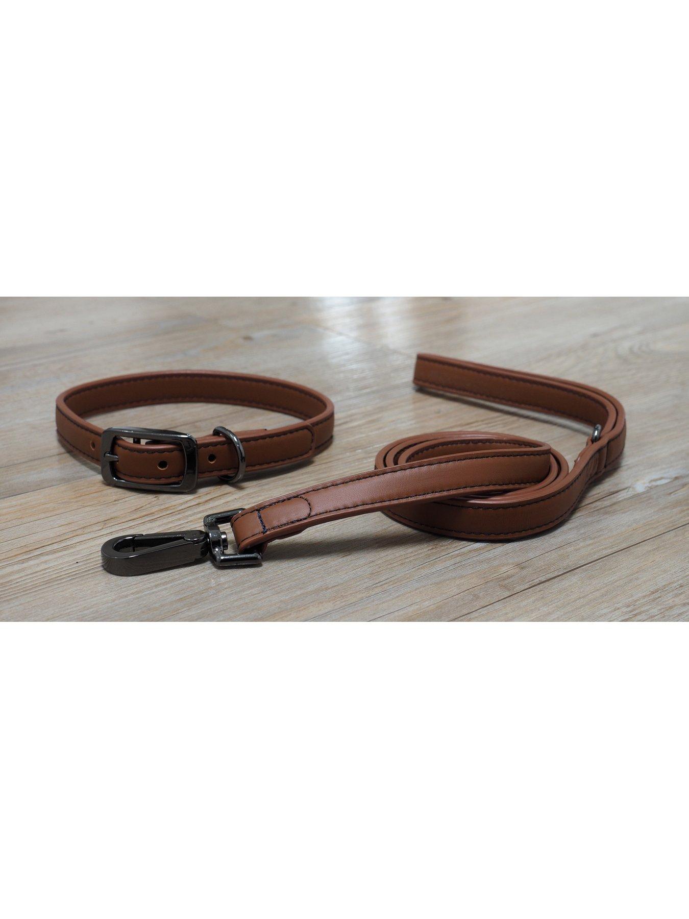Zoon Luxe Leather Collar  &  Lead Set - Small (Tan)