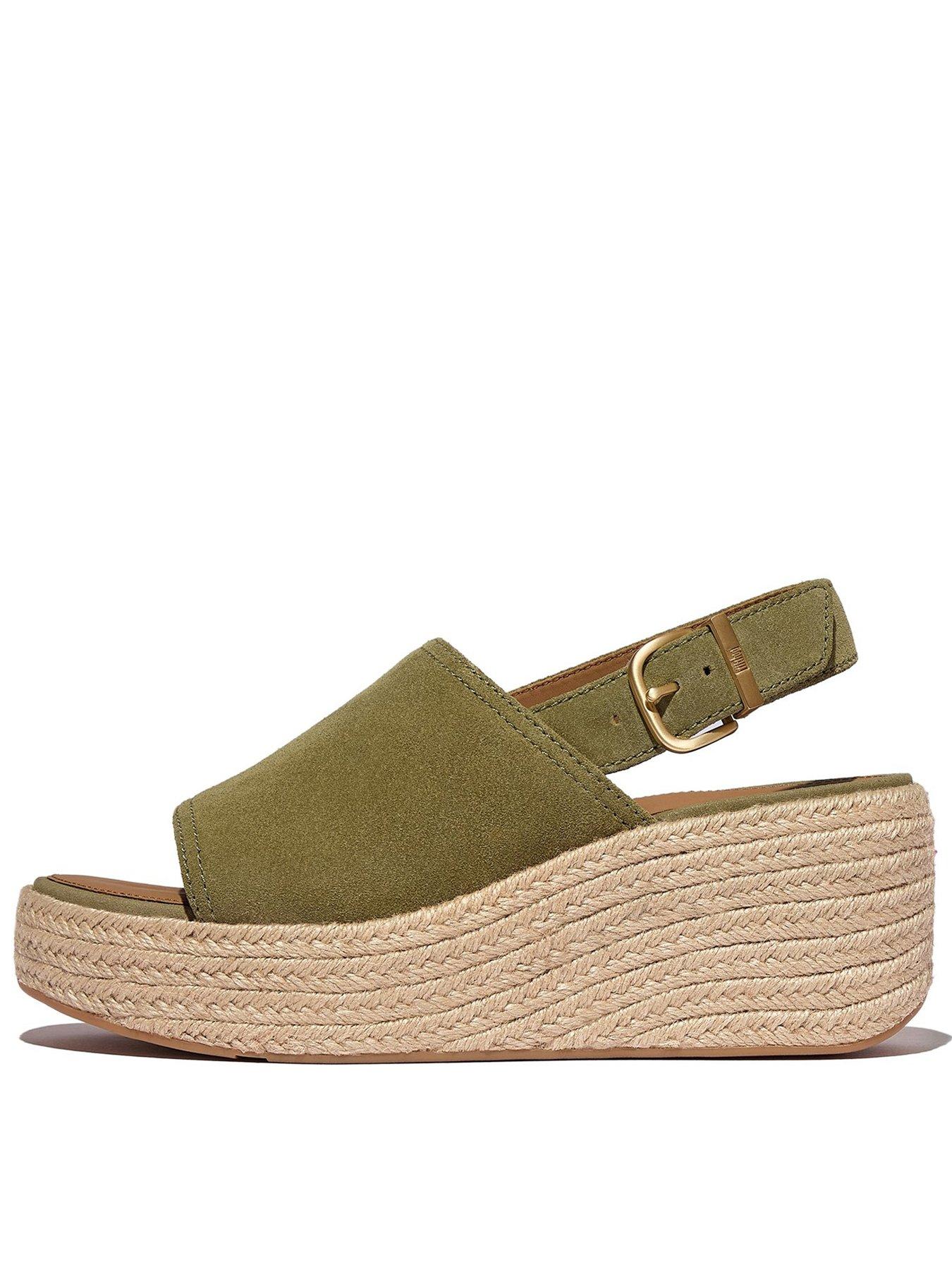 FitFlop Platfforms Wedge Espadrille Back Strap Sandal - Camo-green