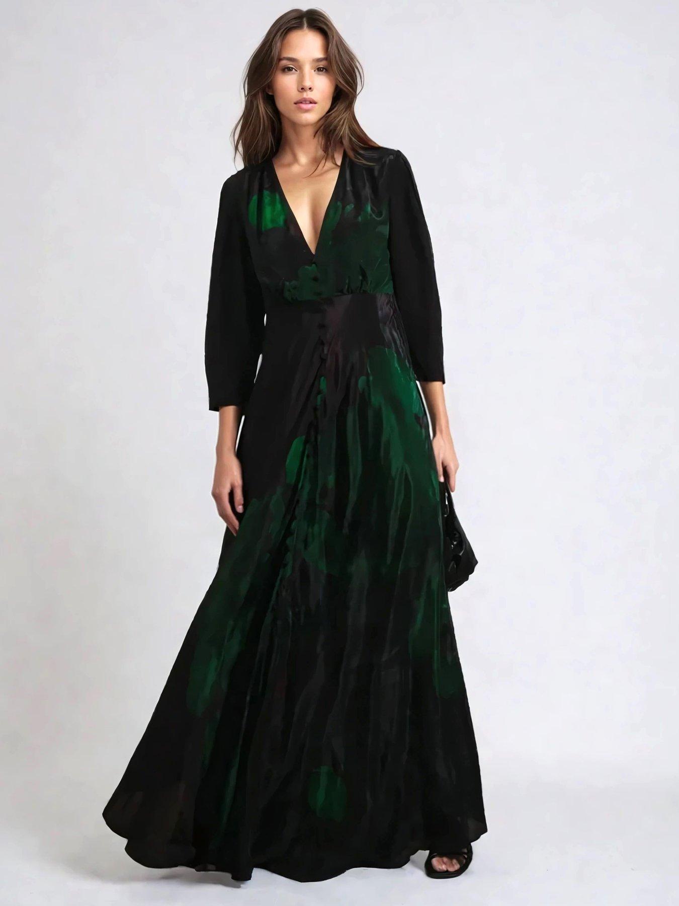 religion-maryam-maxi-button-through-floral-print-dress-green