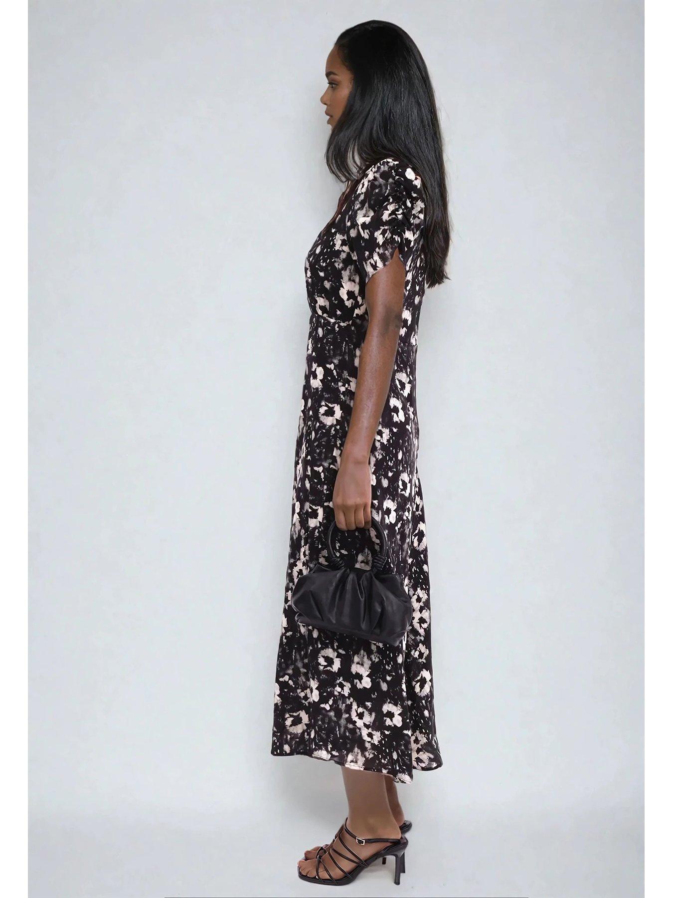 Image 5 of 6 of Religion Isabel Tea Dress In Dark Floral - Black