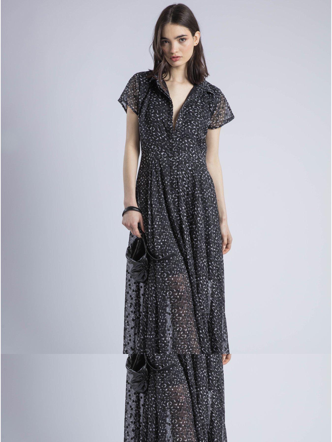 Image 4 of 5 of Religion Decoy Full Skirt Polka Dot Maxi Dress - Black