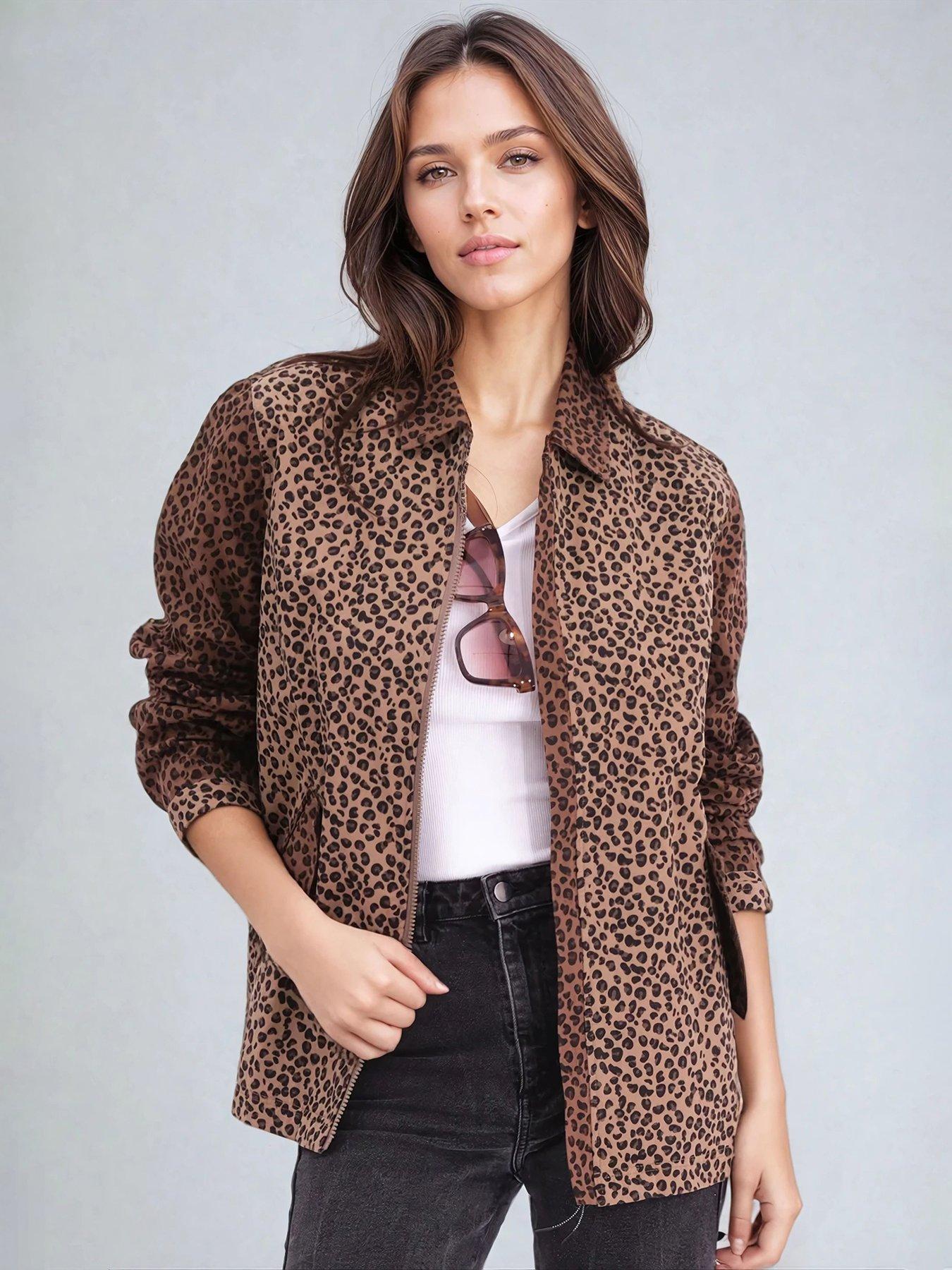 undefined Maeva Leopard Print Jacket - Beige