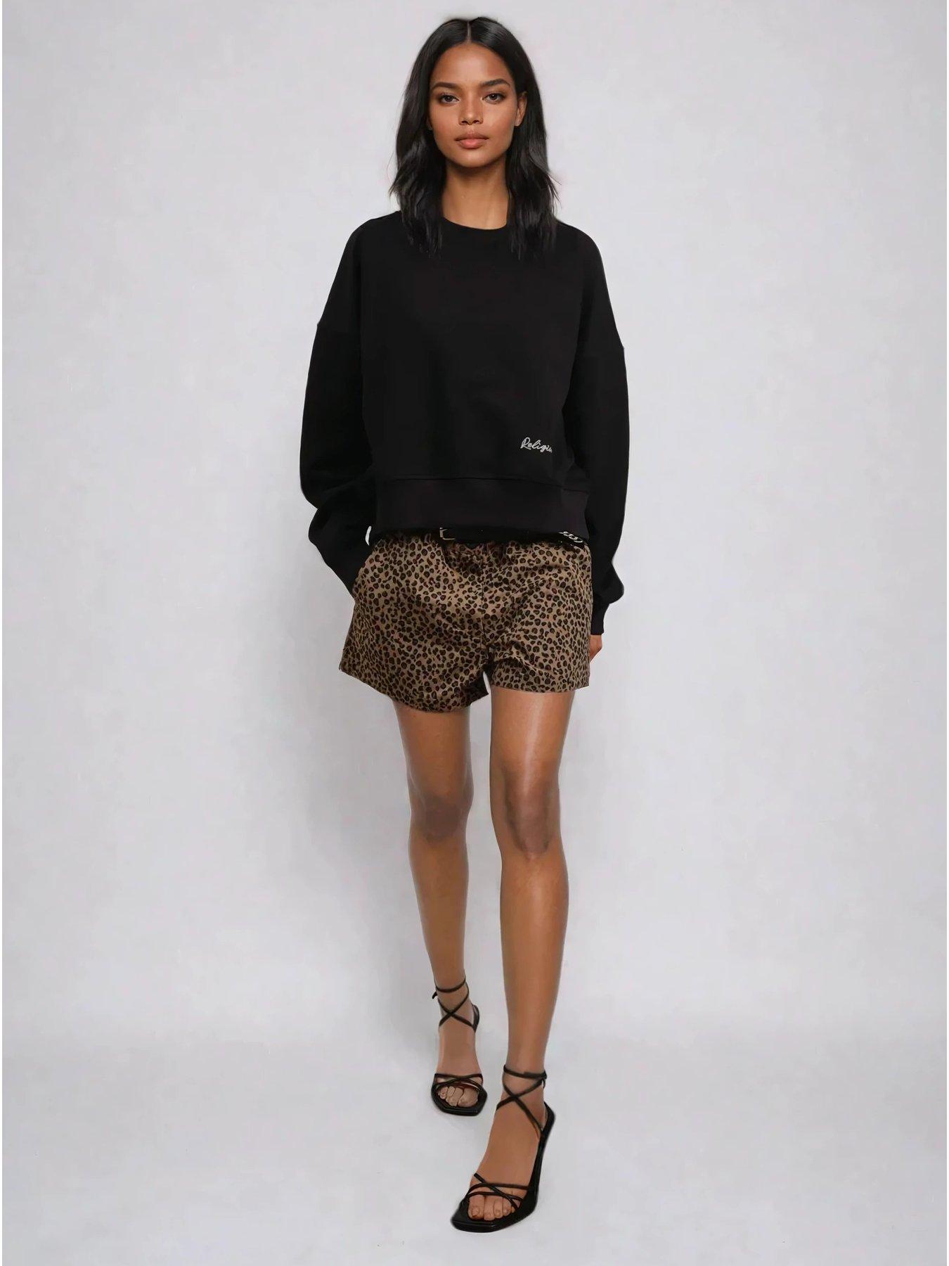 Image 3 of 5 of Religion Maeva Shorts In Mixed Leopard Print - Beige