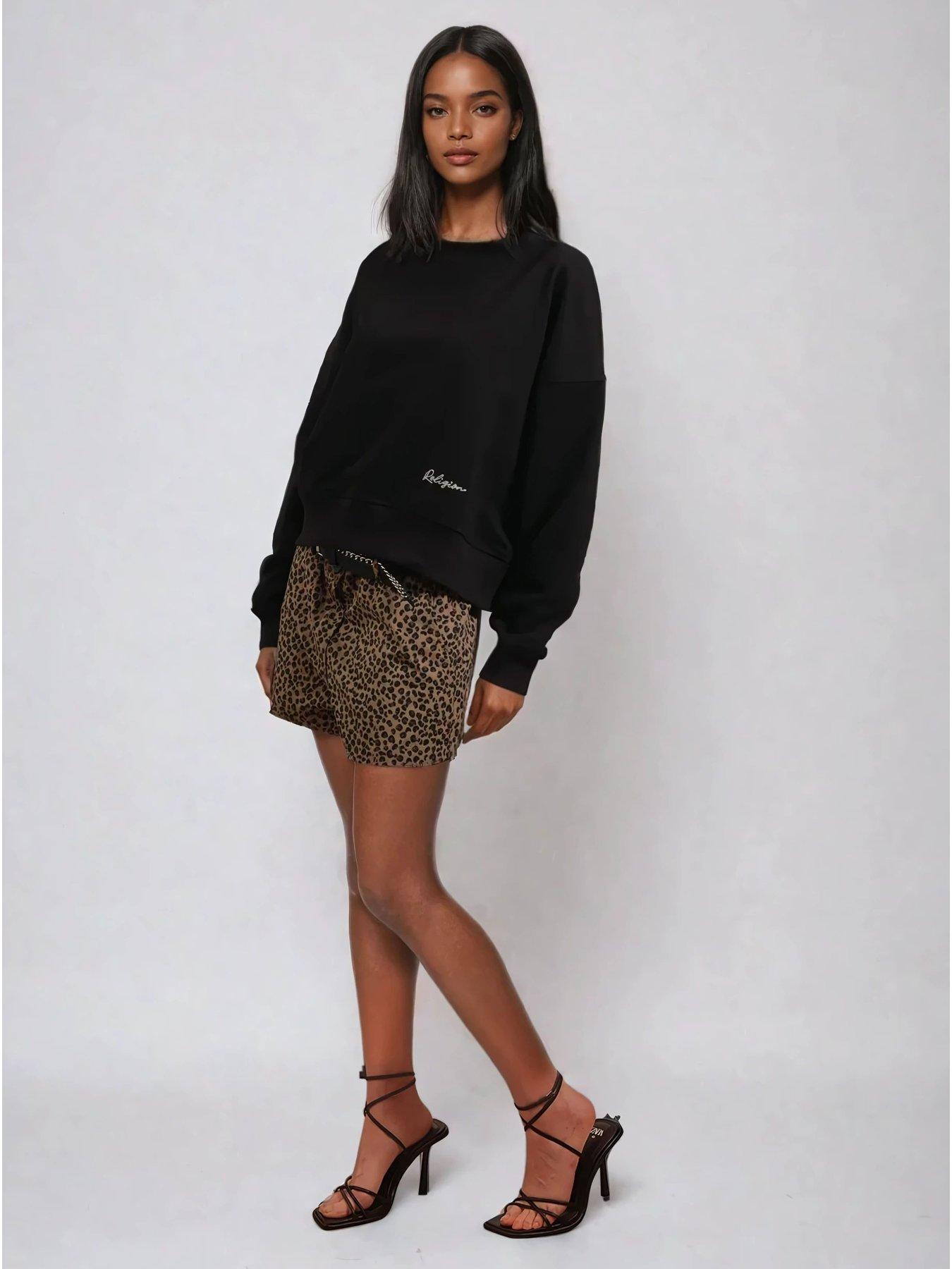Image 4 of 5 of Religion Maeva Shorts In Mixed Leopard Print - Beige
