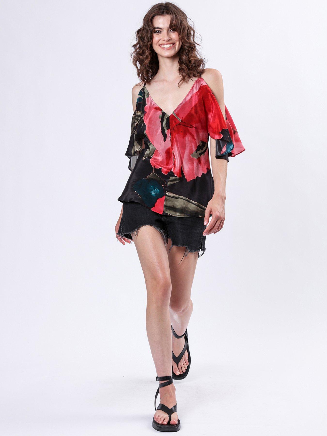 Image 3 of 5 of Religion Ametrine Floral Naked Shoulder Top - Pink