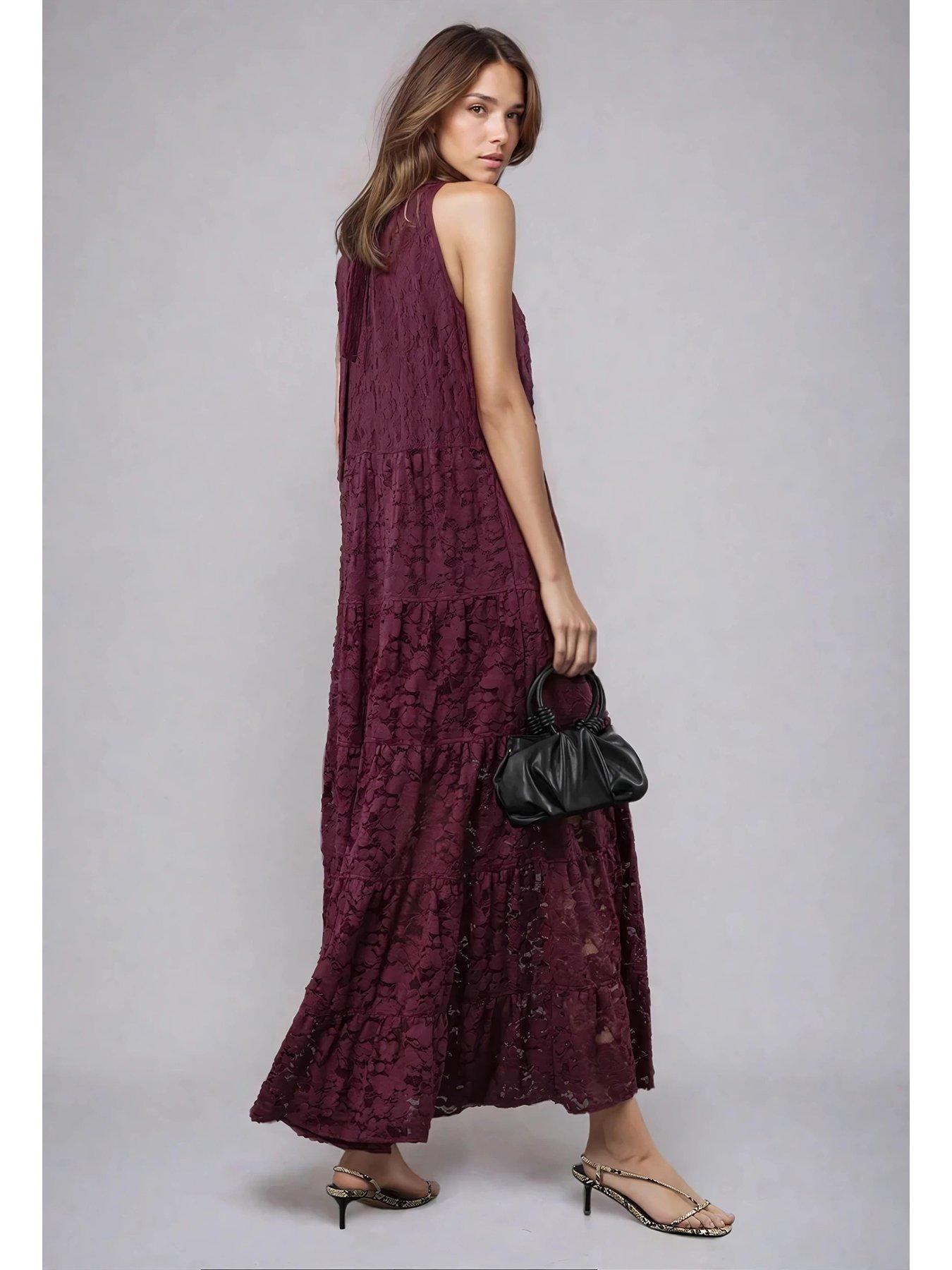 religion-eileen-tiered-maxi-lace-dress-redstillFront