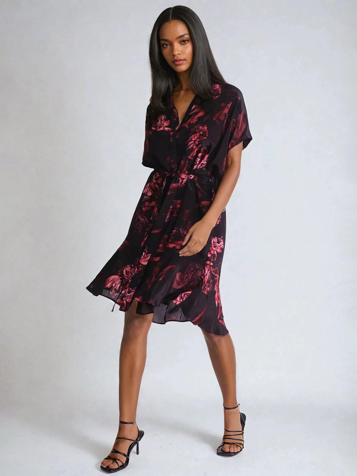 religion-fade-floral-frill-hem-tunic-dress-black