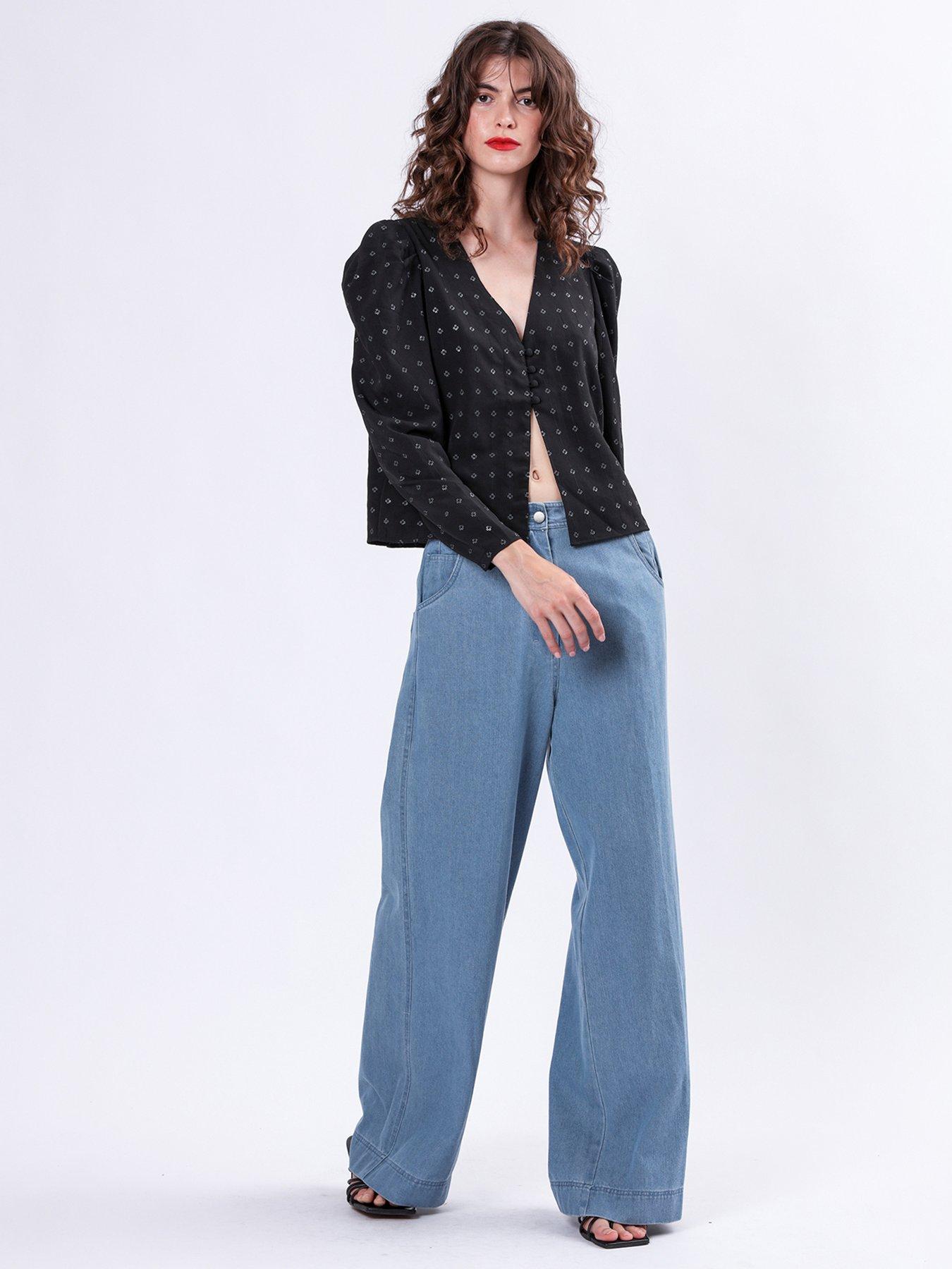 Image 3 of 6 of Religion Fleet Puff Sleeve Sequin Blouse - Black