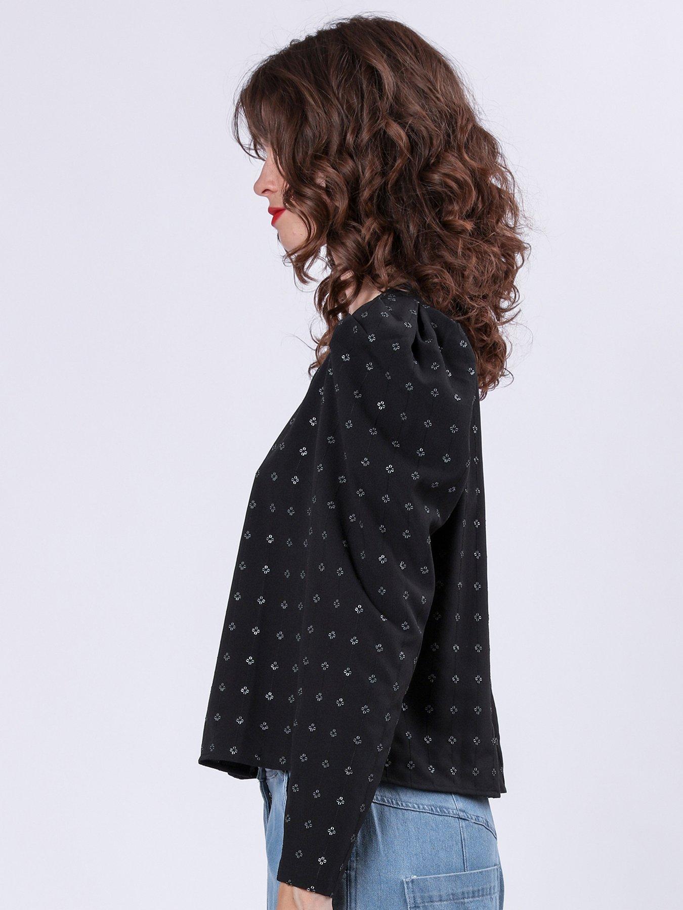 Image 5 of 6 of Religion Fleet Puff Sleeve Sequin Blouse - Black