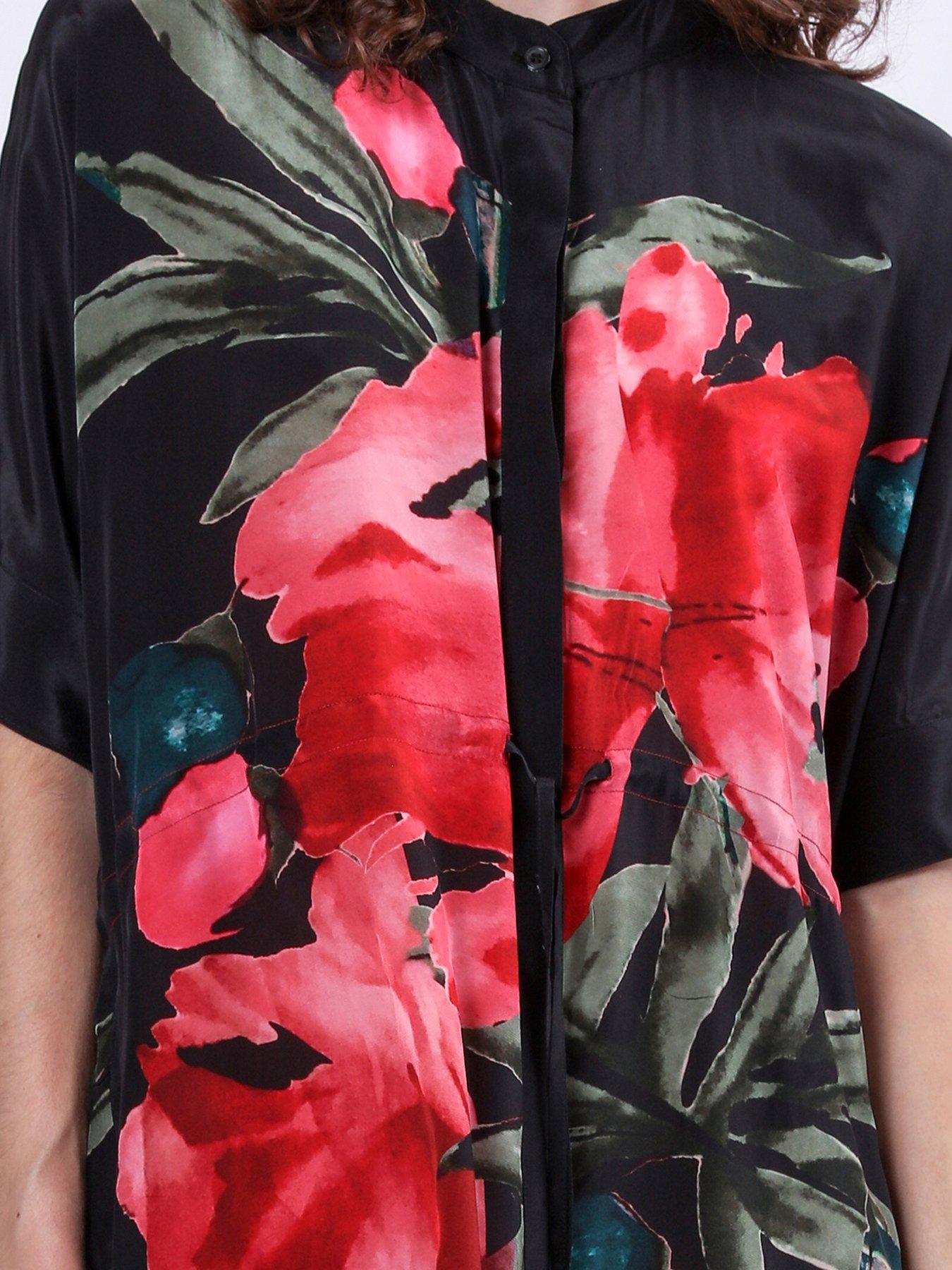 Image 6 of 6 of Religion Jade Floral Placement Tunic Dress - Red