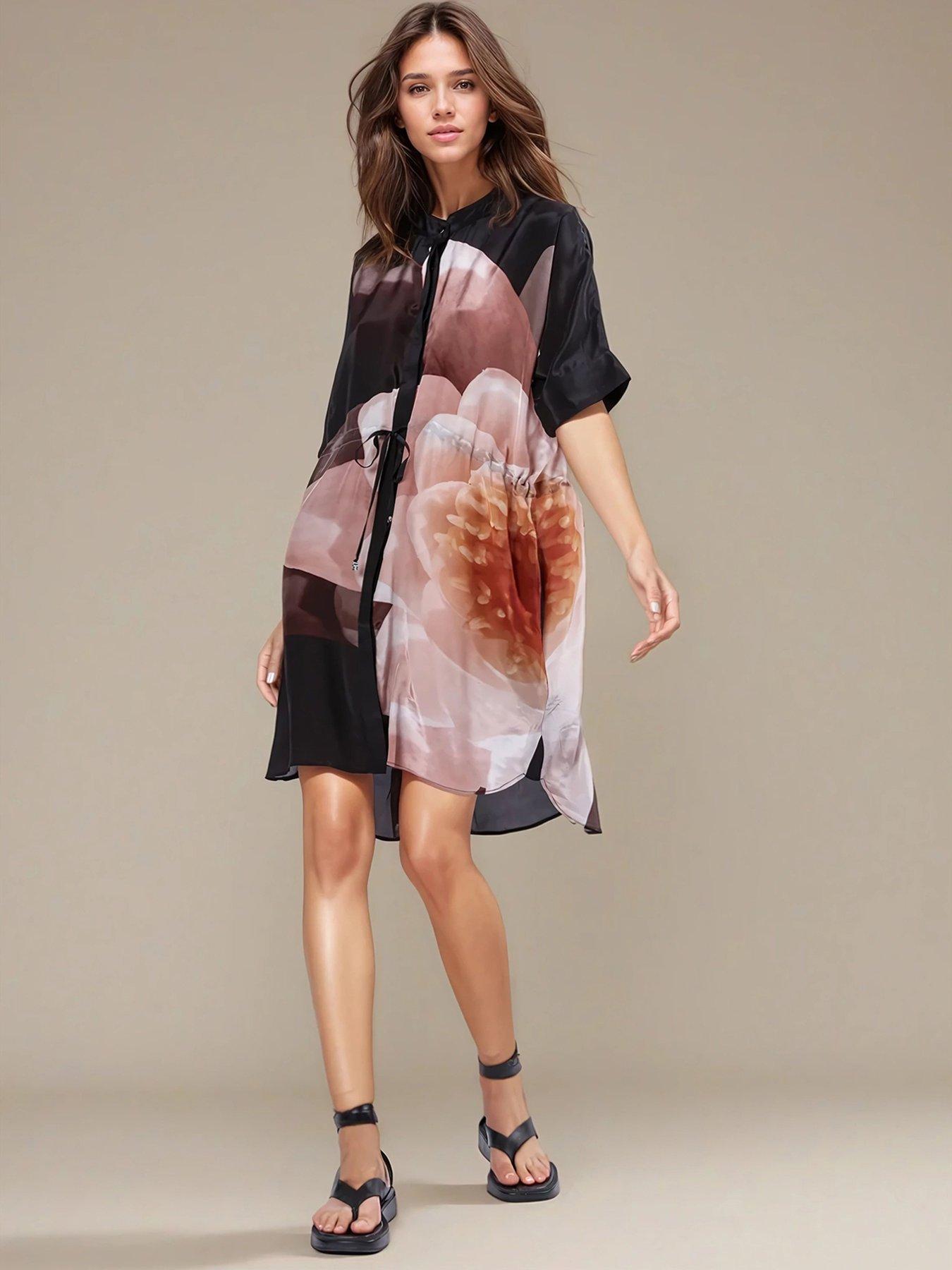 religion-jade-floral-placement-tunic-dress-beige