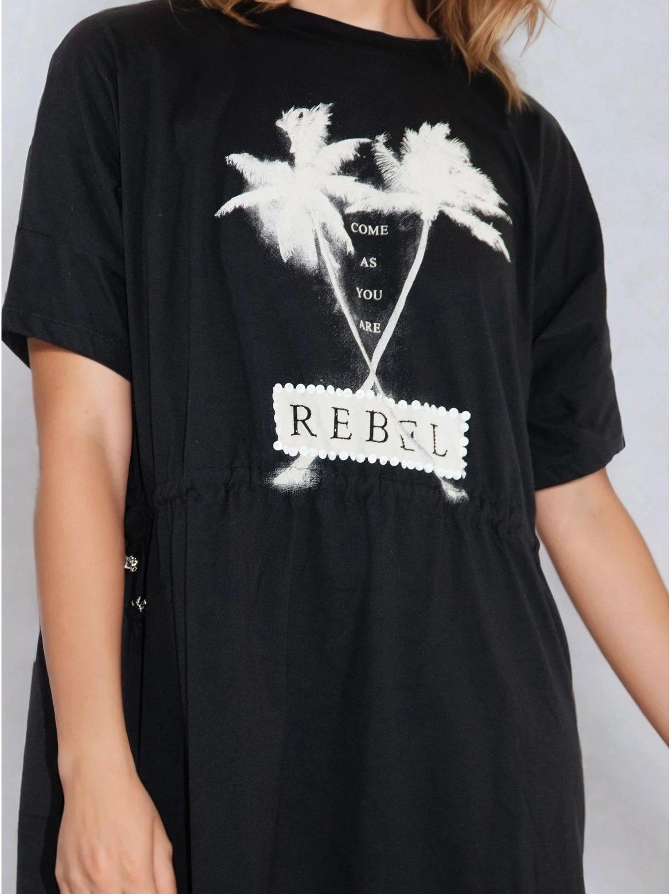 religion t shirt dress PLANET DRESS BLACK