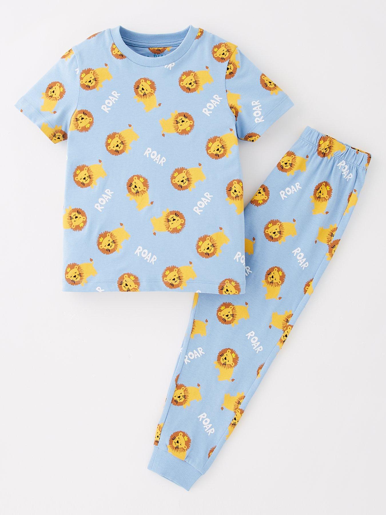 Image 1 of 4 of Mini V by Very Boys Safari Print Pyjama Set - Blue