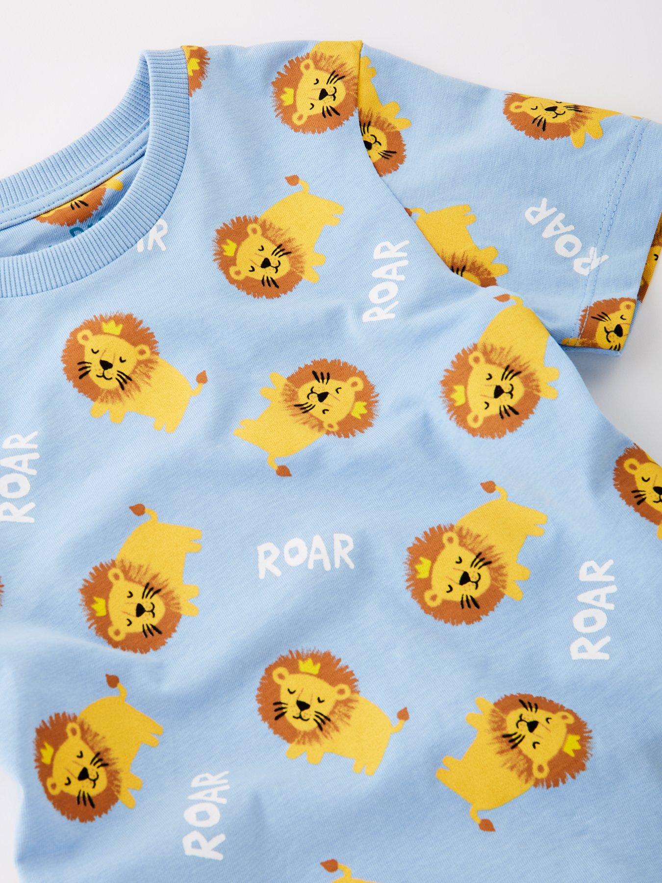 Image 3 of 4 of Mini V by Very Boys Safari Print Pyjama Set - Blue