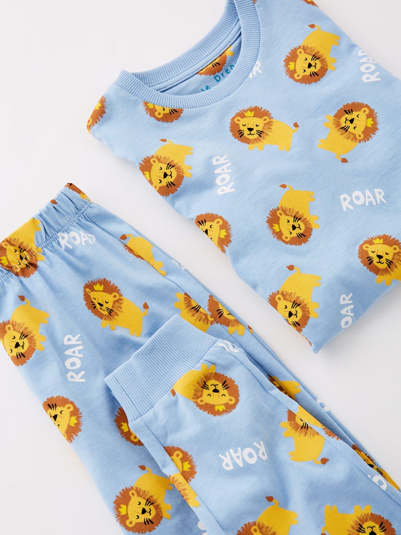 Image 4 of 4 of Mini V by Very Boys Safari Print Pyjama Set - Blue