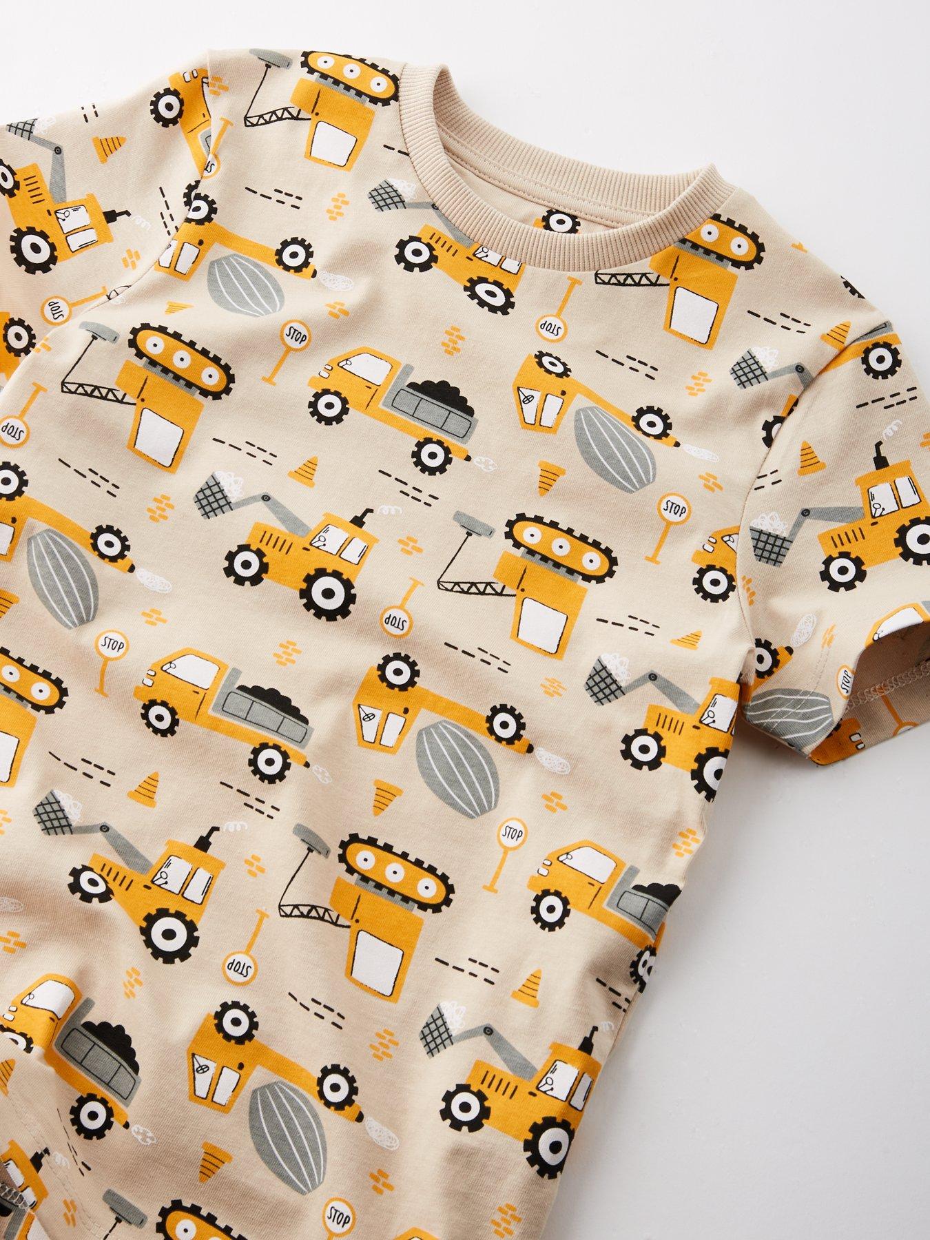 Image 3 of 4 of Mini V by Very Boys Digger Pyjama Set - Stone