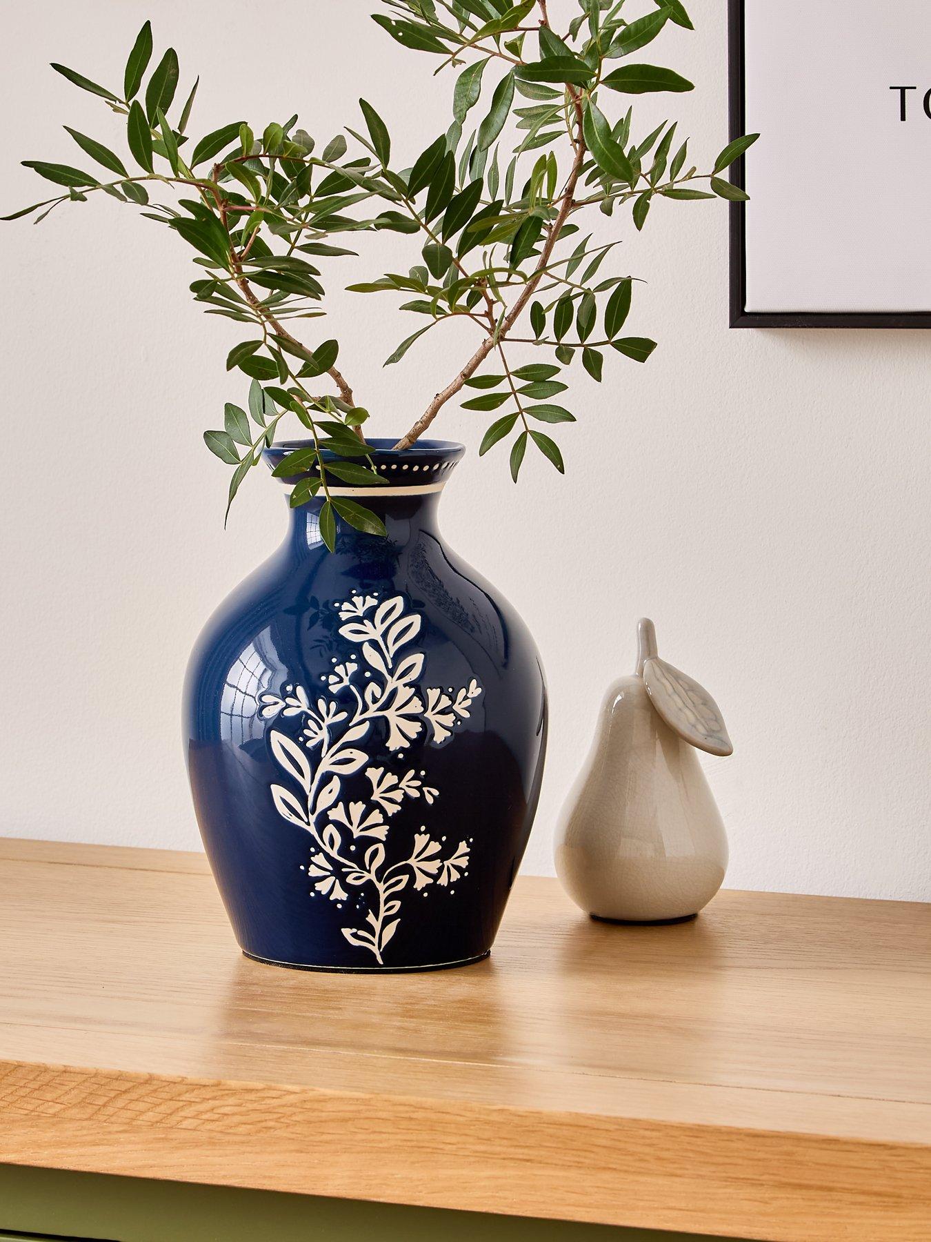 Image 1 of 5 of The Very Collection Botanical Printed Vase - Blue