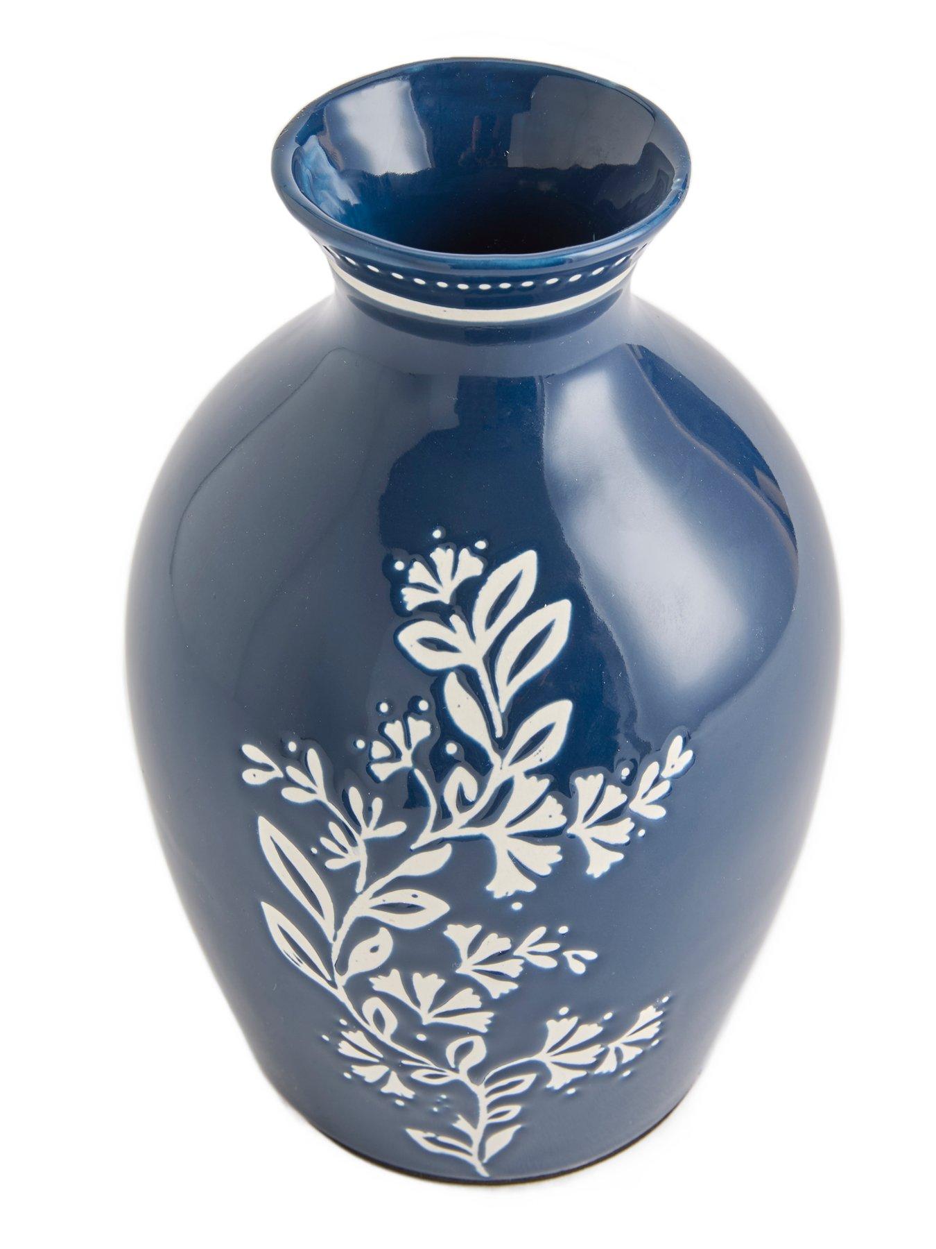 Image 3 of 5 of The Very Collection Botanical Printed Vase - Blue