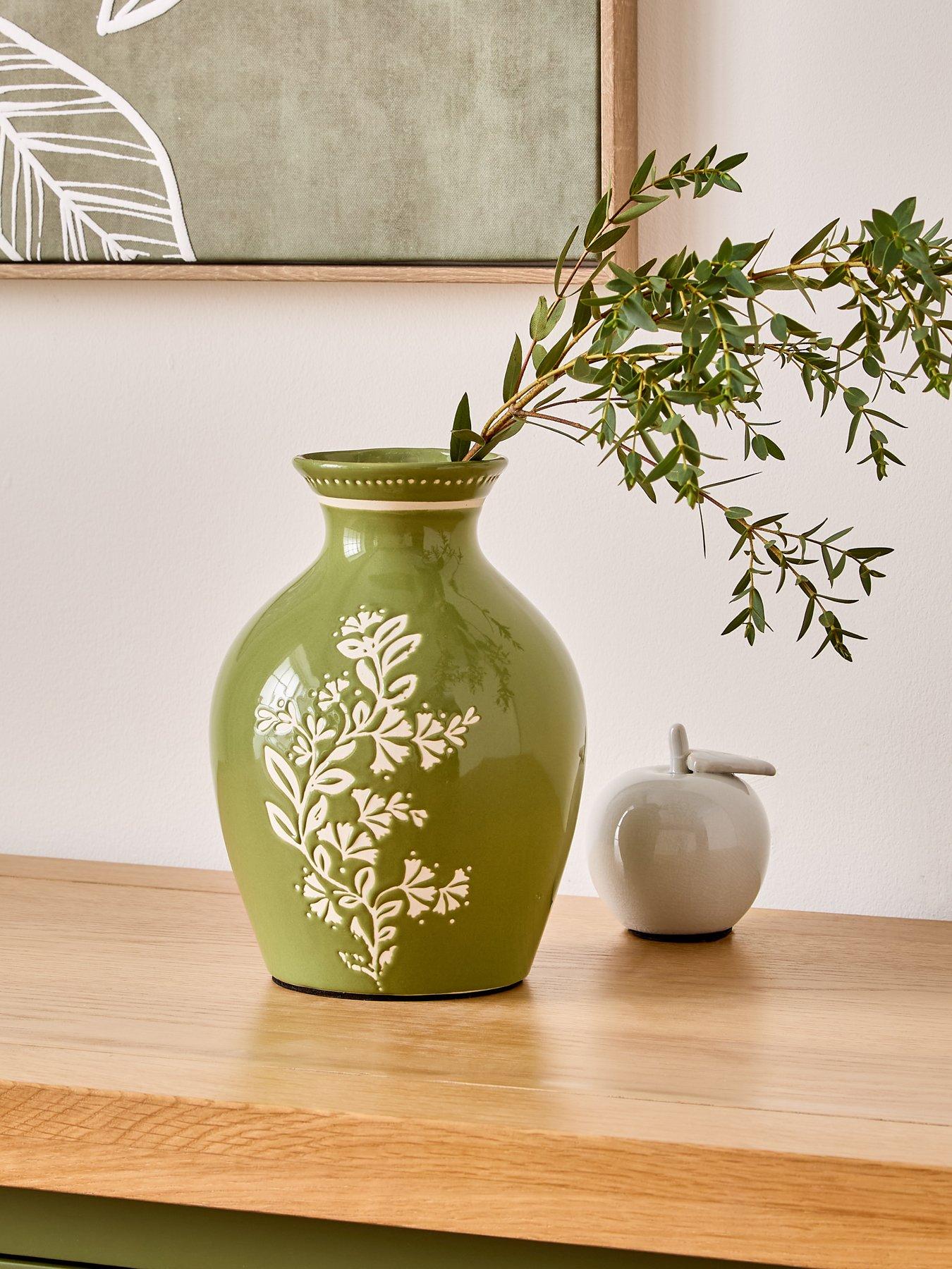 Very Home Botanical Printed Vase - Green