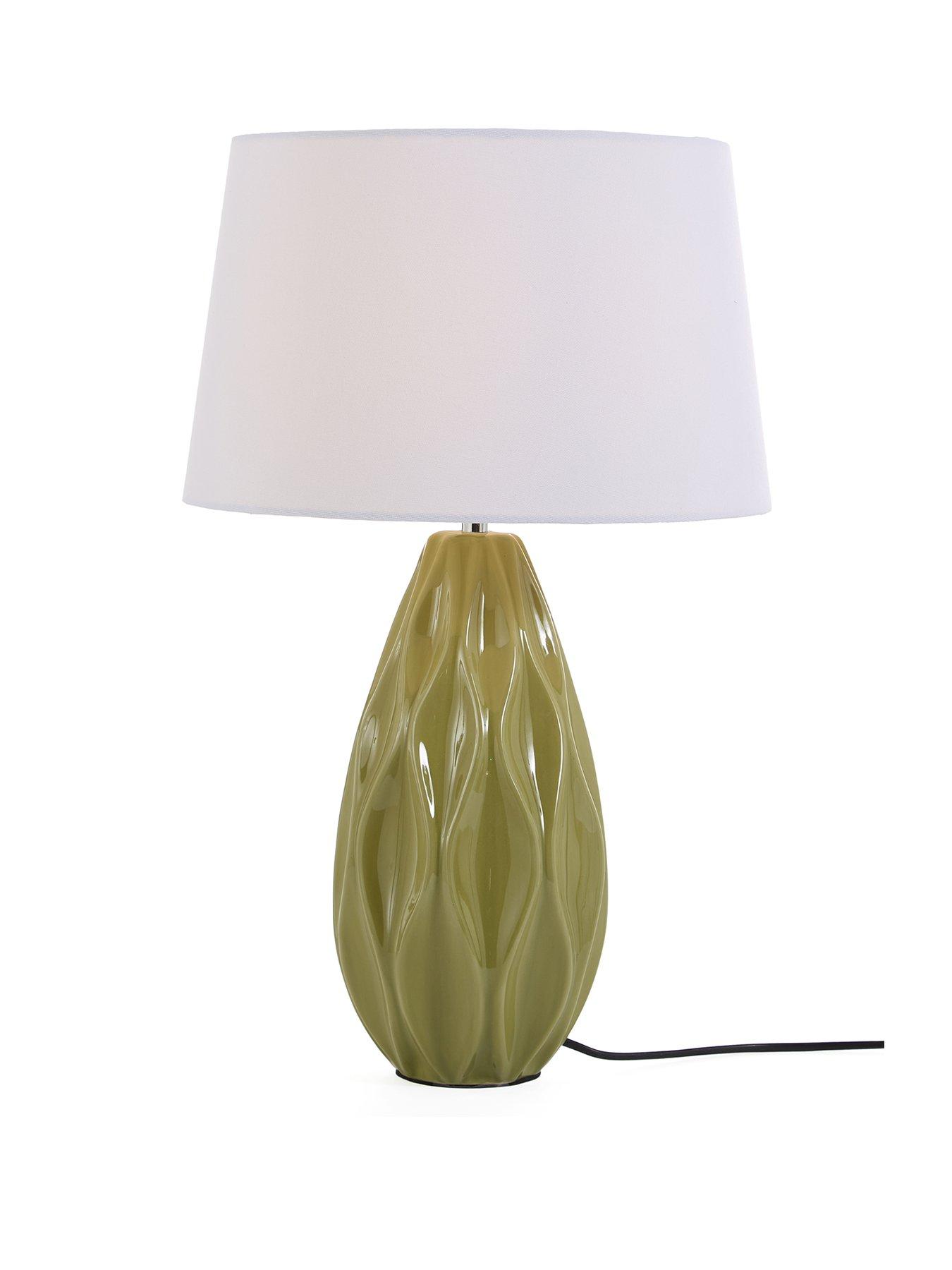 Image 2 of 6 of The Very Collection Green Wave Ceramic Table Lamp