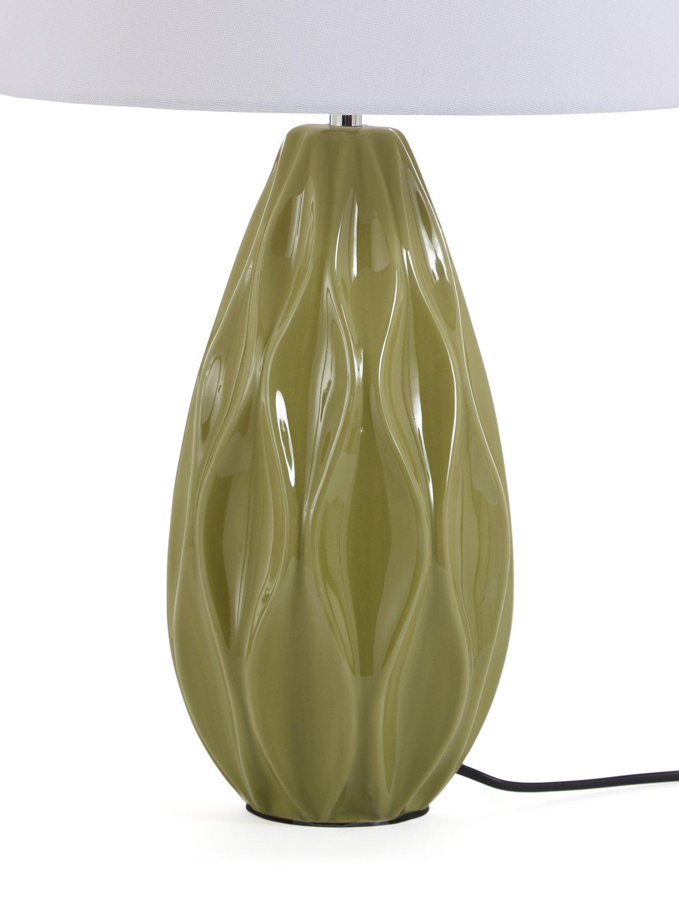 Image 5 of 6 of The Very Collection Green Wave Ceramic Table Lamp