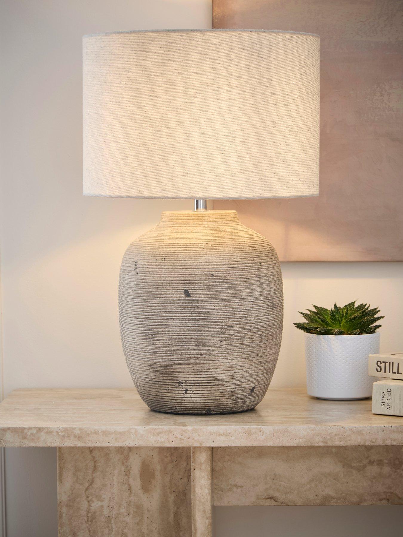 Image 1 of 6 of The Very Collection Worn Concrete Ceramic Table Lamp
