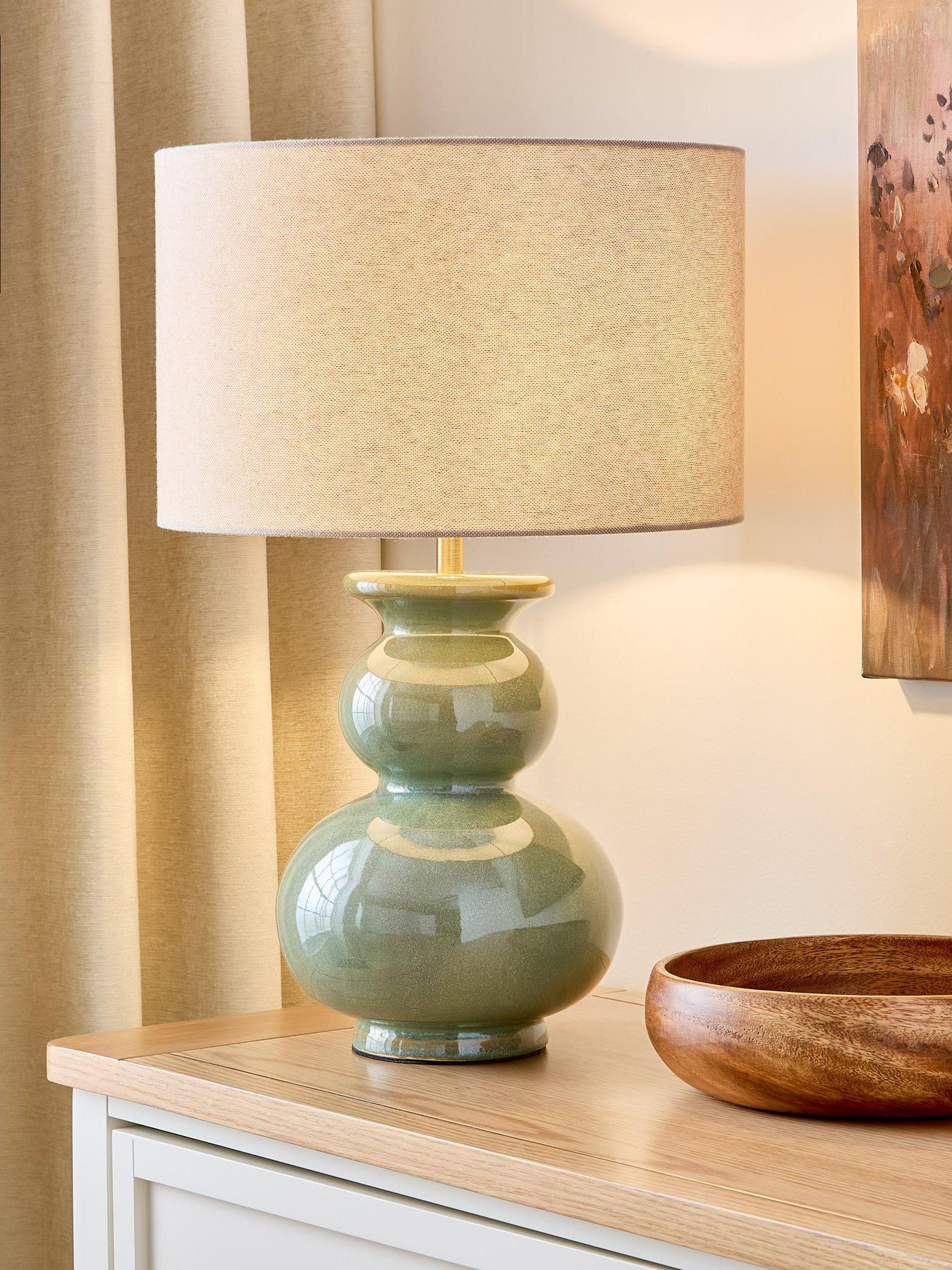 Image 1 of 5 of The Very Collection Green Reactive Glaze Table Lamp