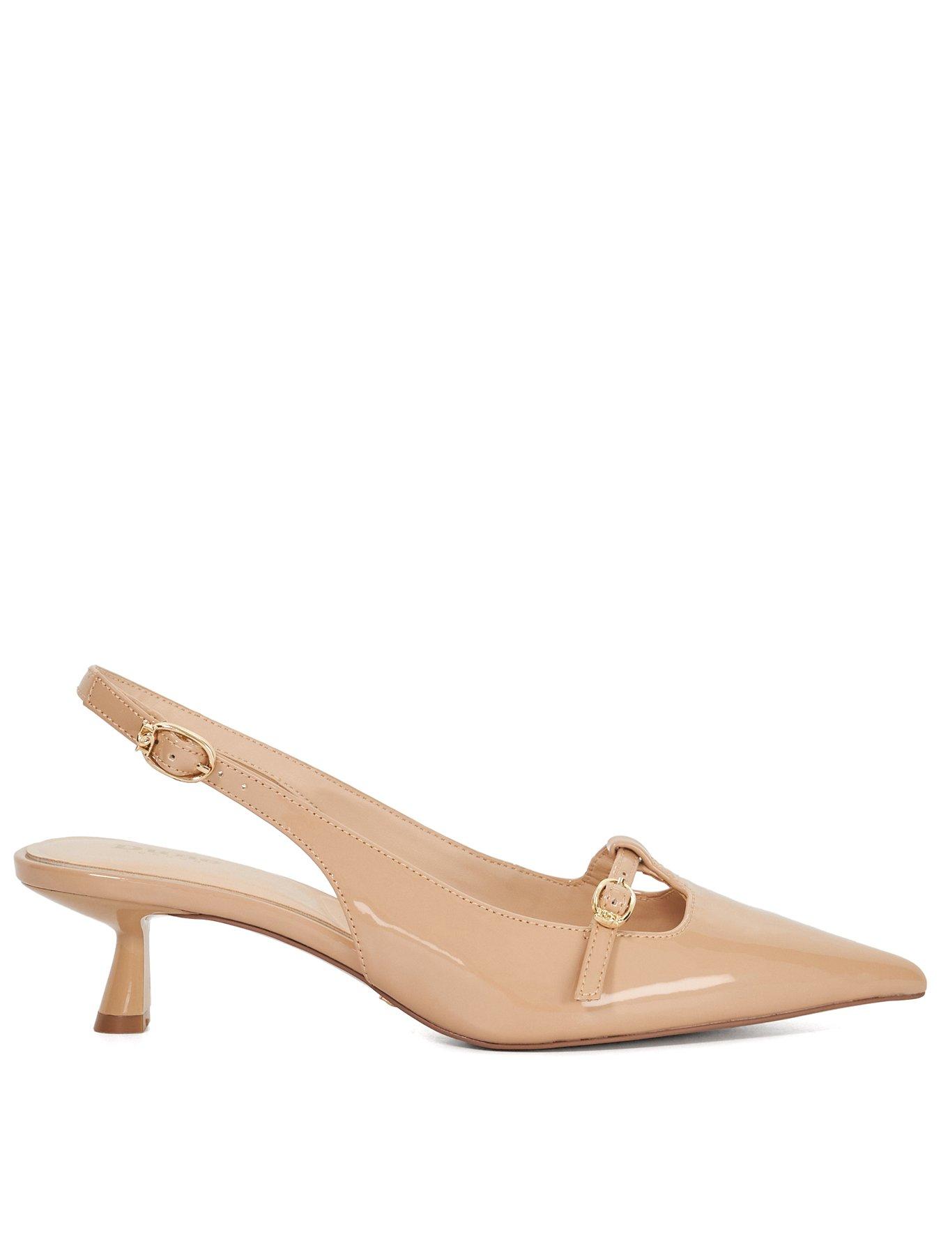 Dune London Deserving Slingback Pointed Toe Patent Court Shoe - Caramel
