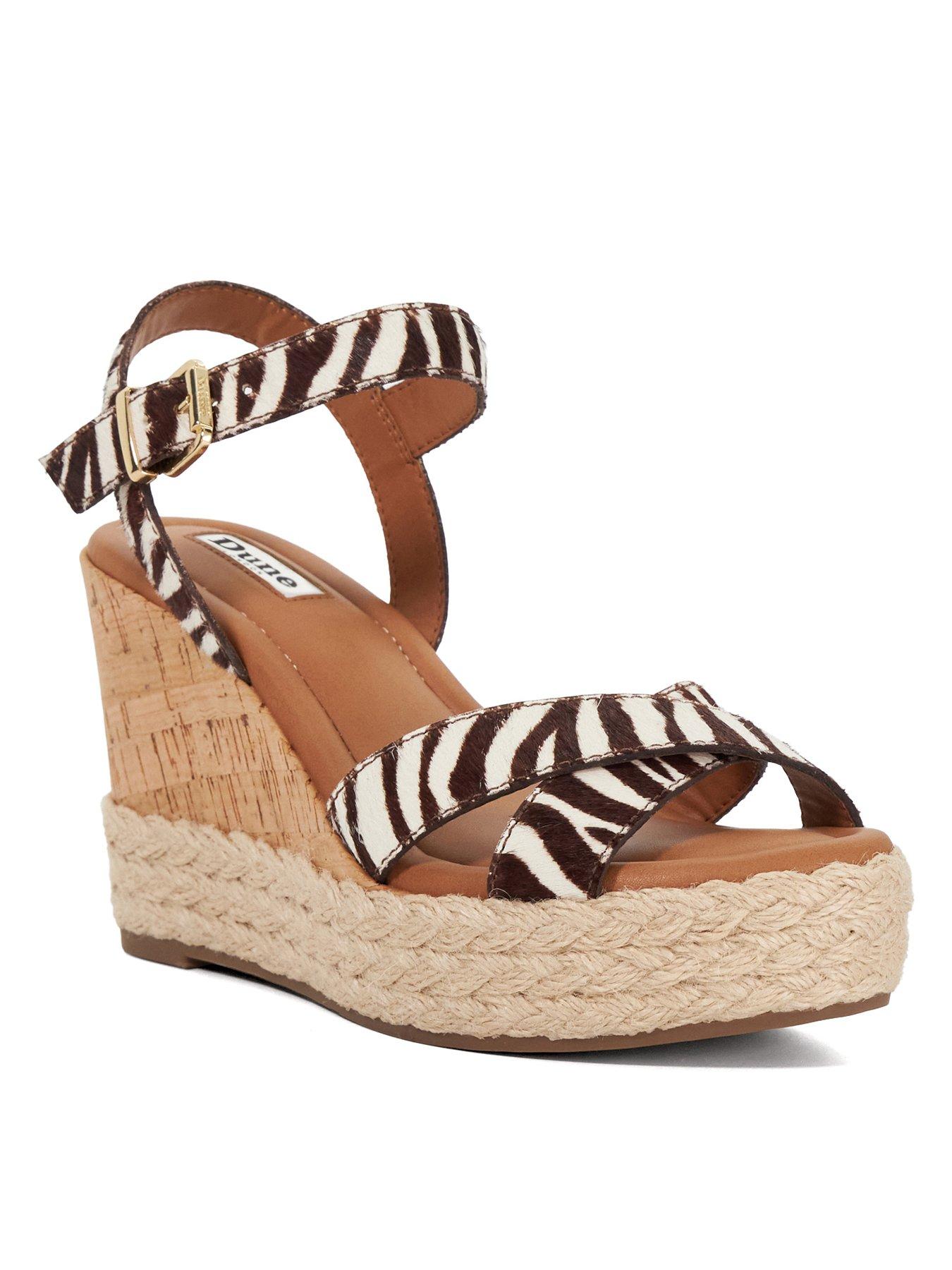 Image 2 of 6 of Dune London Kindest Cork And Woven Wedge Sandals - Zebra