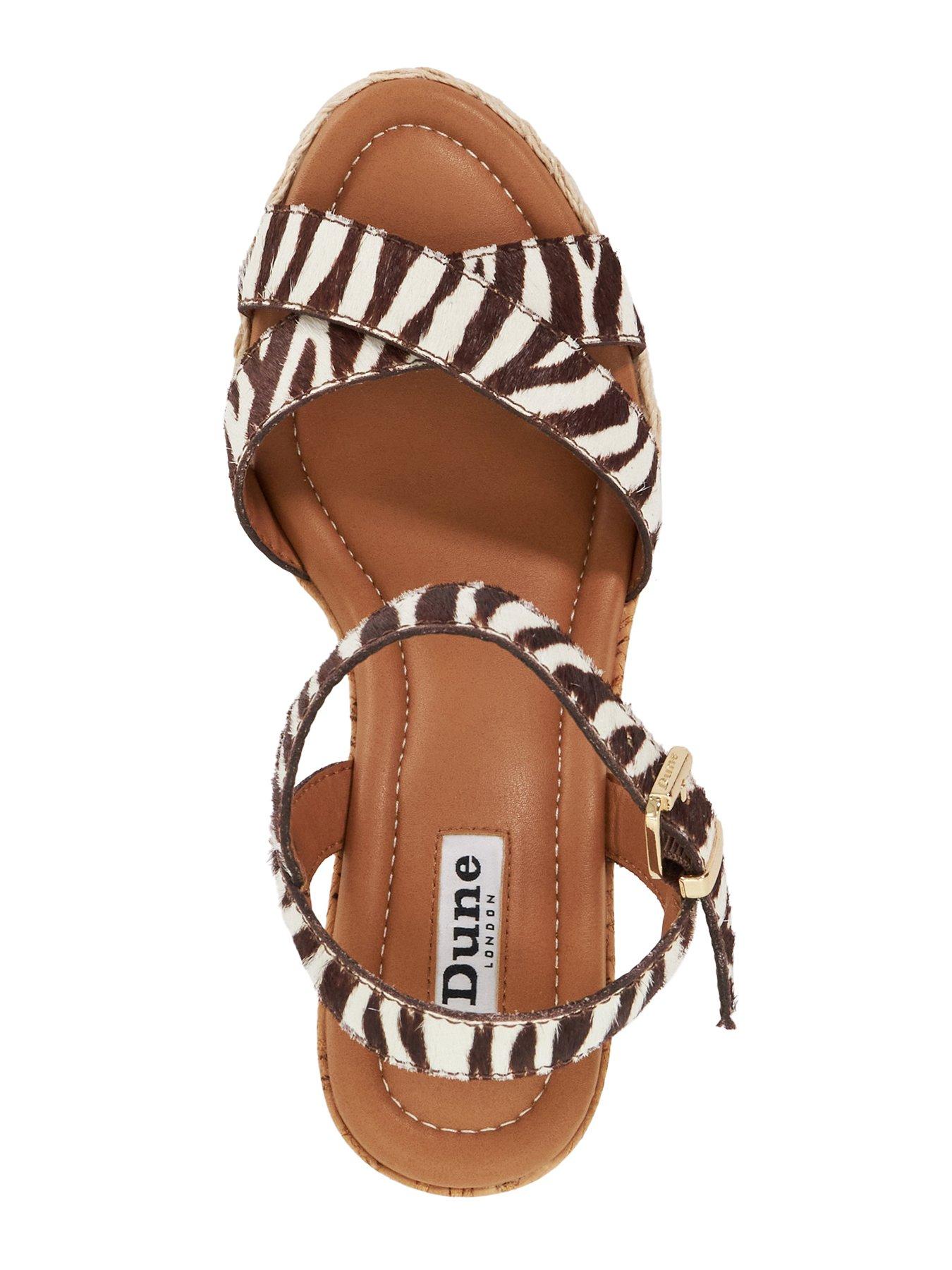 Image 4 of 6 of Dune London Kindest Cork And Woven Wedge Sandals - Zebra