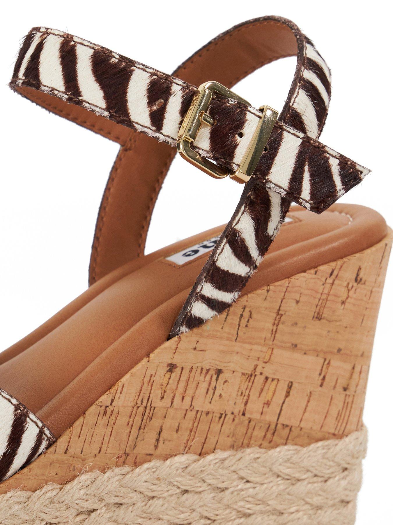 Image 5 of 6 of Dune London Kindest Cork And Woven Wedge Sandals - Zebra