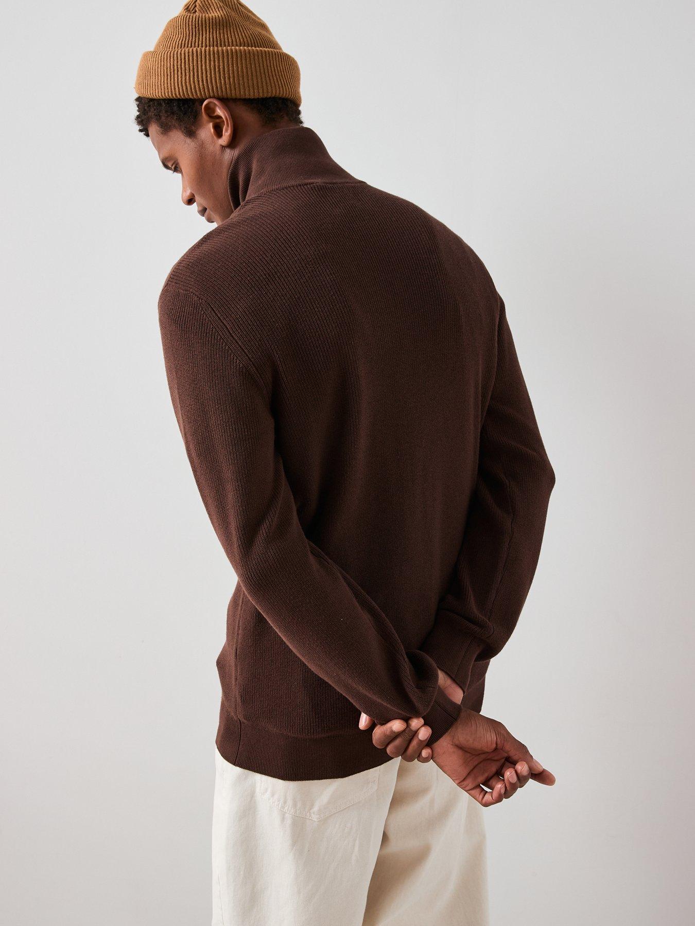 the-very-collection-pure-cotton-14-zip-fisherman-jumper-brownstillFront