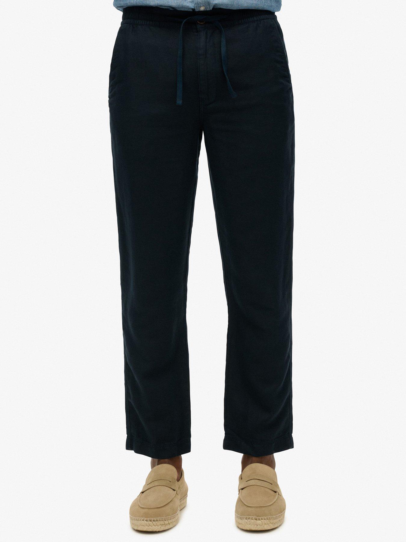 Image 1 of 5 of Superdry Merchant Linen Trousers - Navy