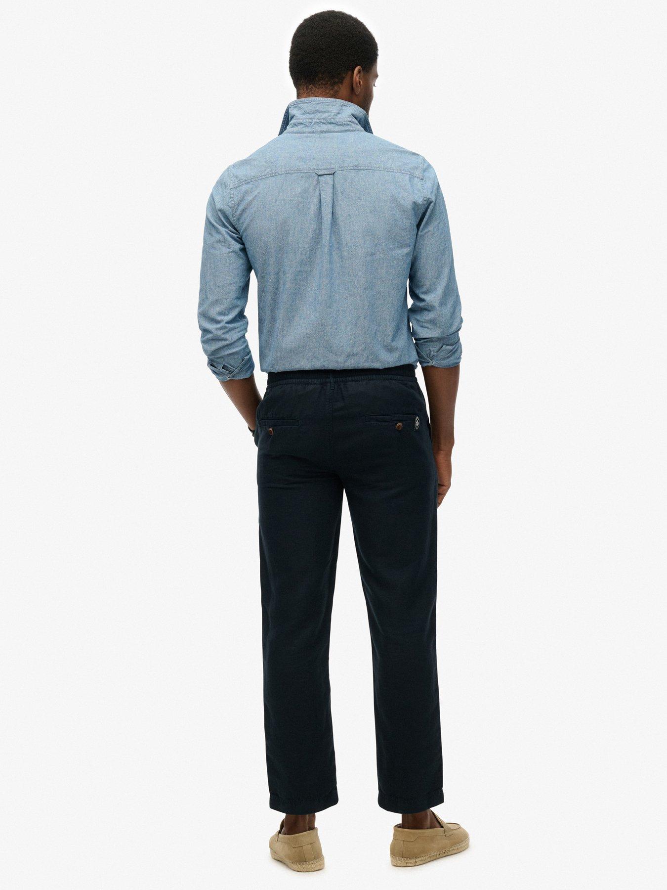 Image 2 of 5 of Superdry Merchant Linen Trousers - Navy