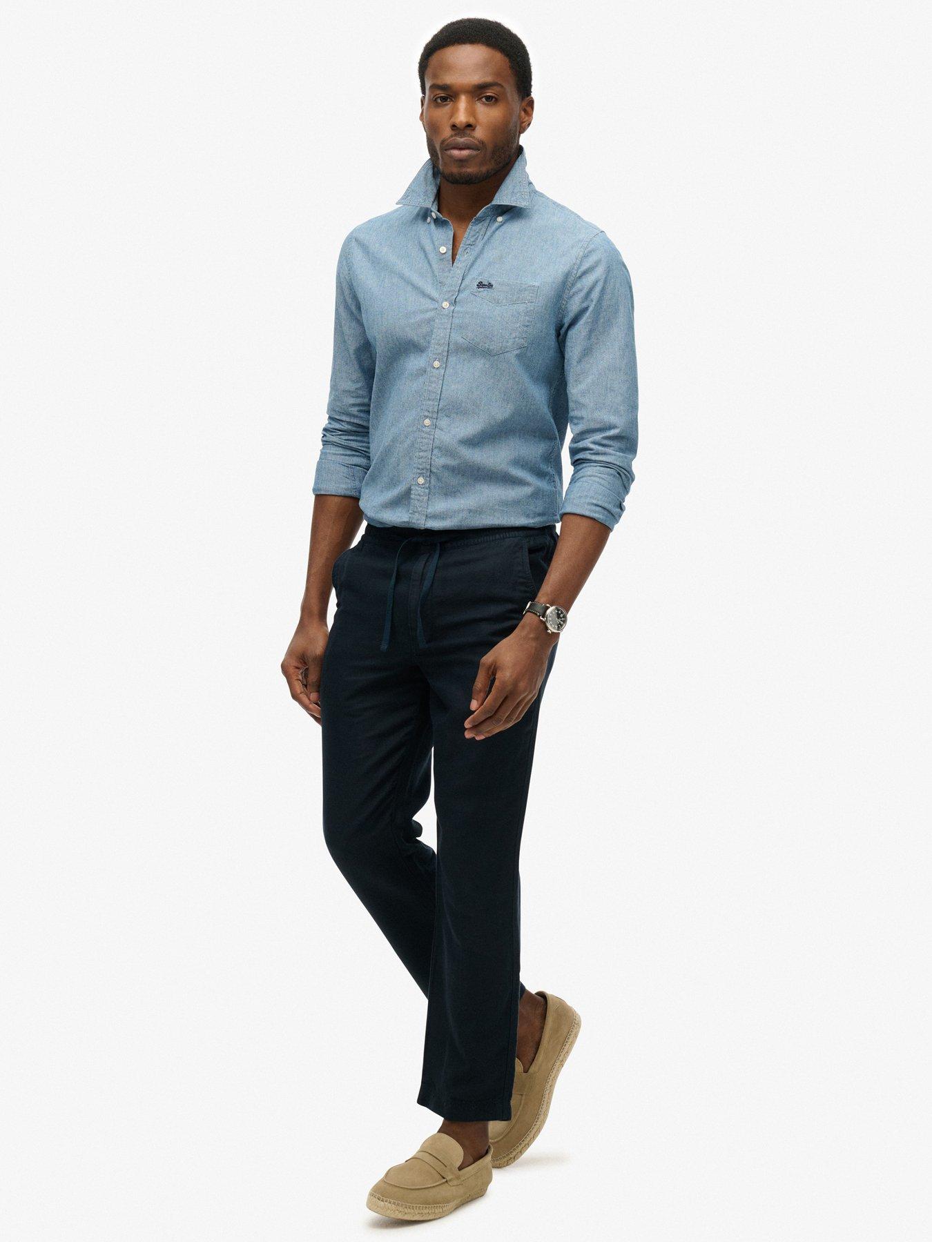 Image 3 of 5 of Superdry Merchant Linen Trousers - Navy