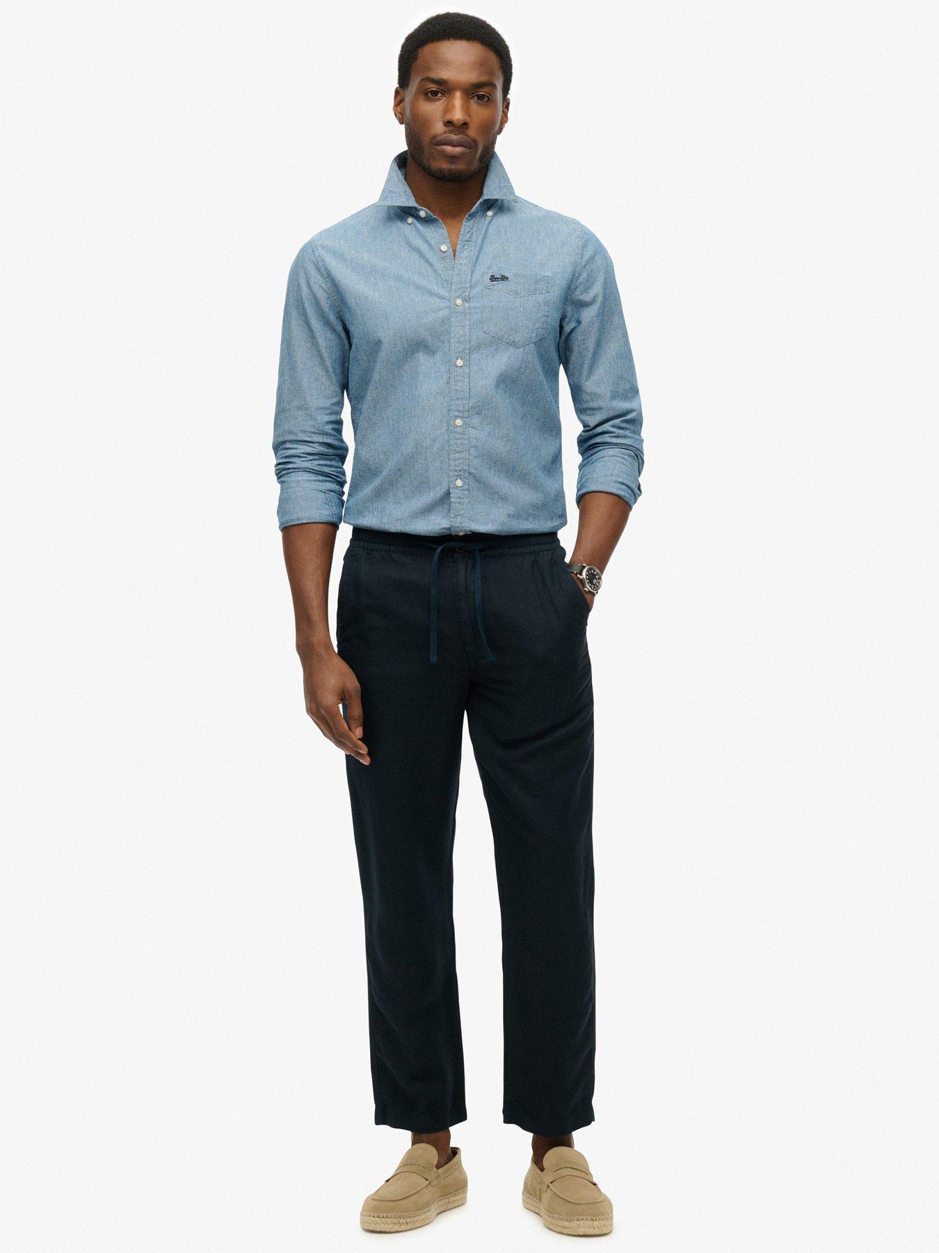 Image 4 of 5 of Superdry Merchant Linen Trousers - Navy