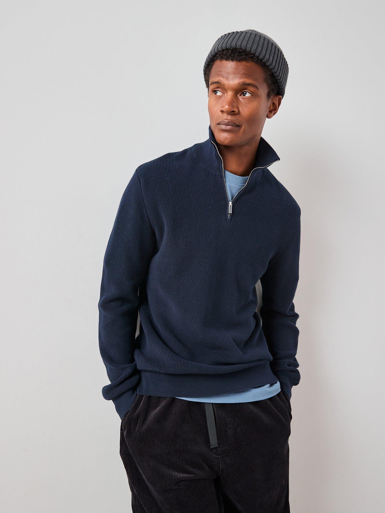 the-very-collection-pure-cotton-14-zip-fisherman-jumper-navyfront