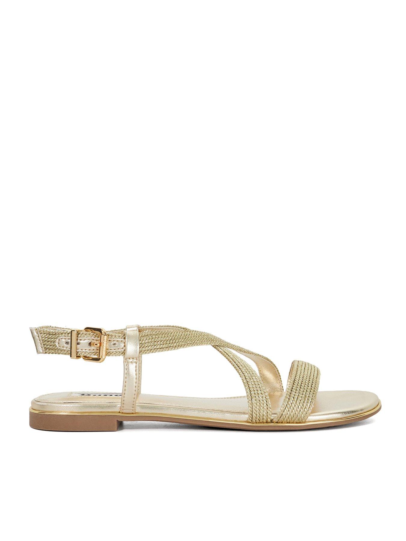 Image of Dune London Lope Rope Flat Sandals - Gold