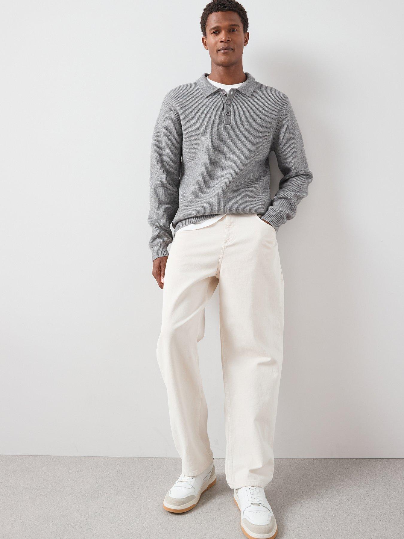 the-very-collection-chunky-soft-touch-knitted-polo-top-grey