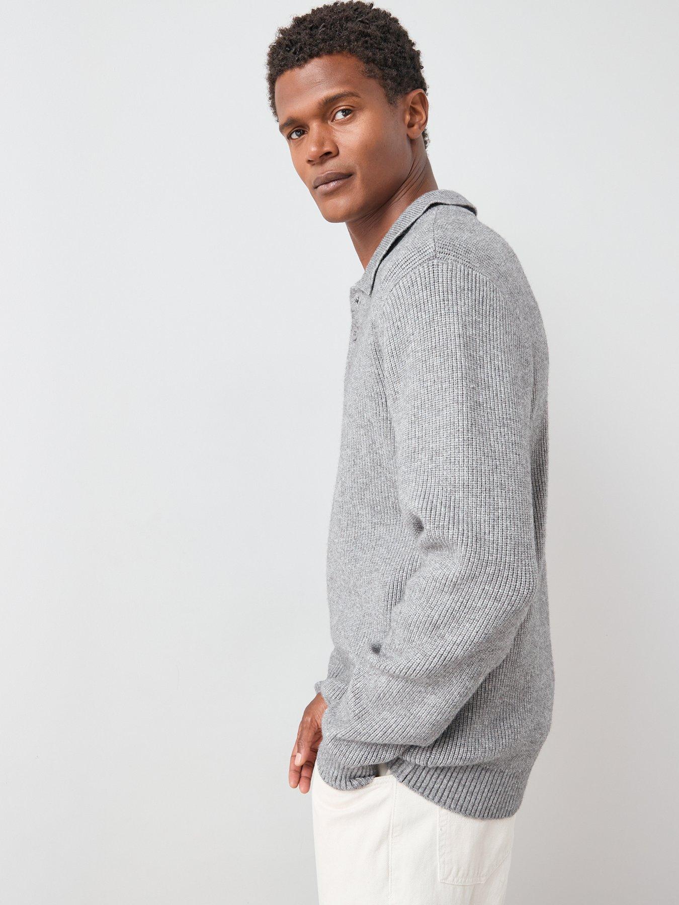 the-very-collection-chunky-soft-touch-knitted-polo-top-greystillFront