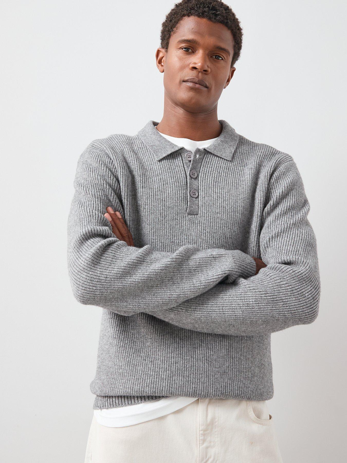the-very-collection-chunky-soft-touch-knitted-polo-top-greydetail