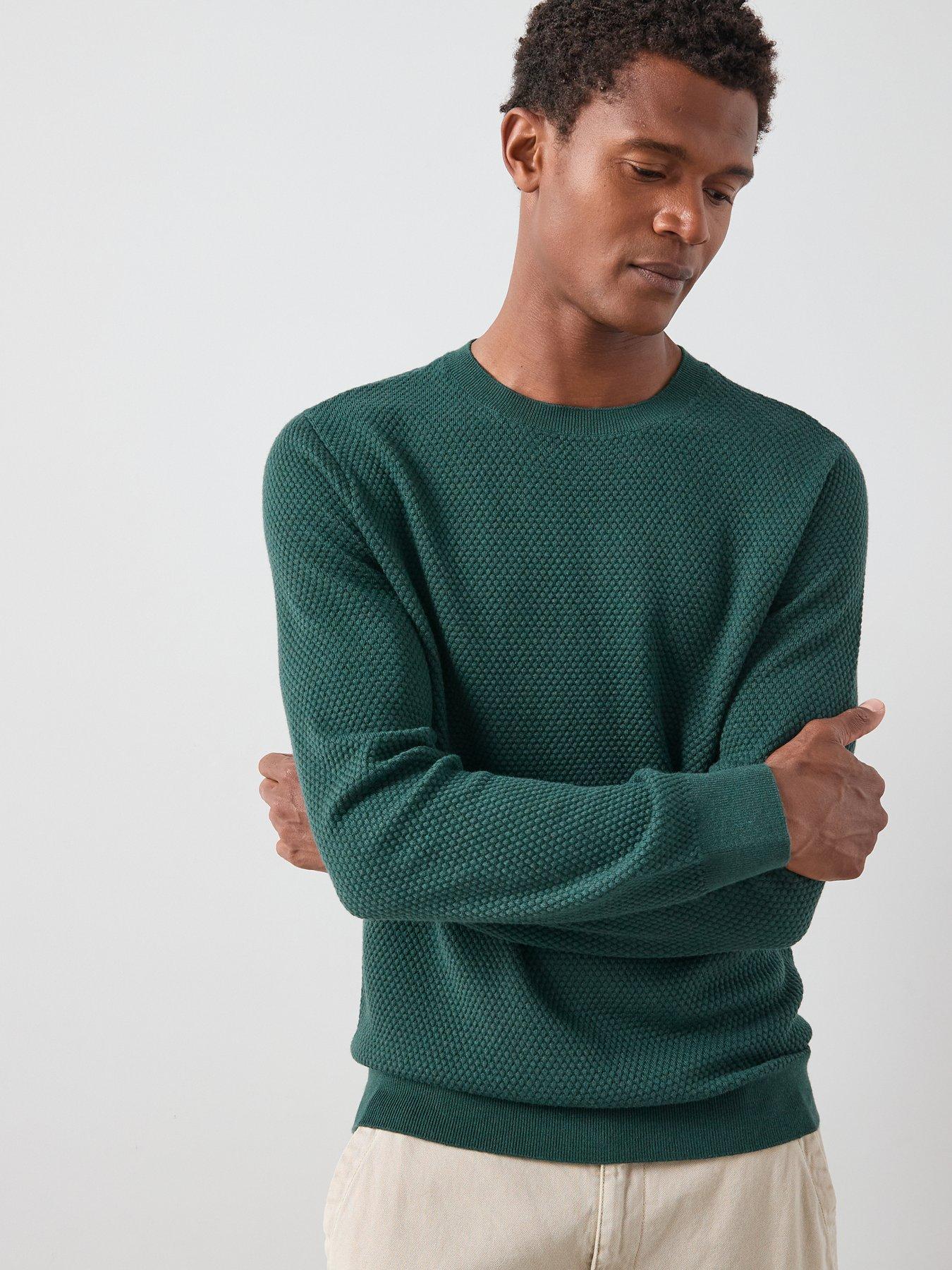 the-very-collection-textured-crew-neck-jumper-with-wool-dark-green