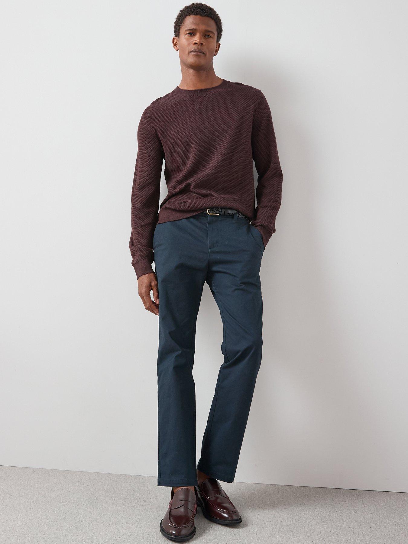Image 3 of 7 of The Very Collection Textured Crew Neck Jumper With Wool - Burgundy