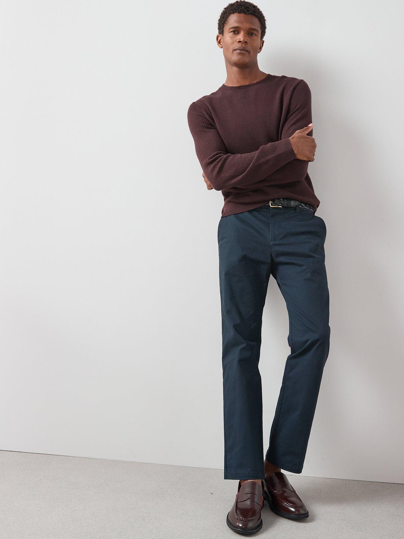 Image 5 of 7 of The Very Collection Textured Crew Neck Jumper With Wool - Burgundy