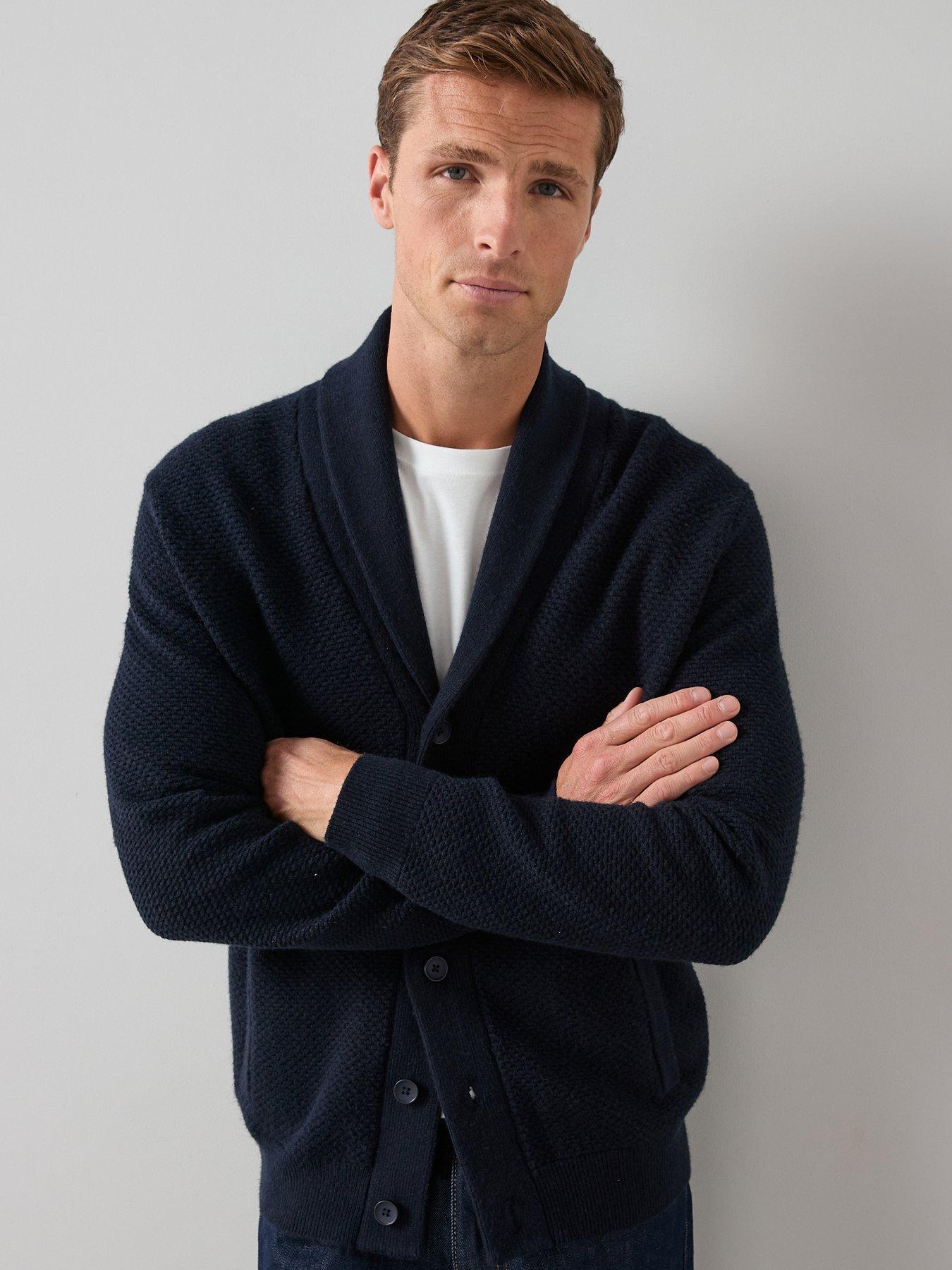 The Very Collection Chunky Textured Shawl Cardigan - Navy