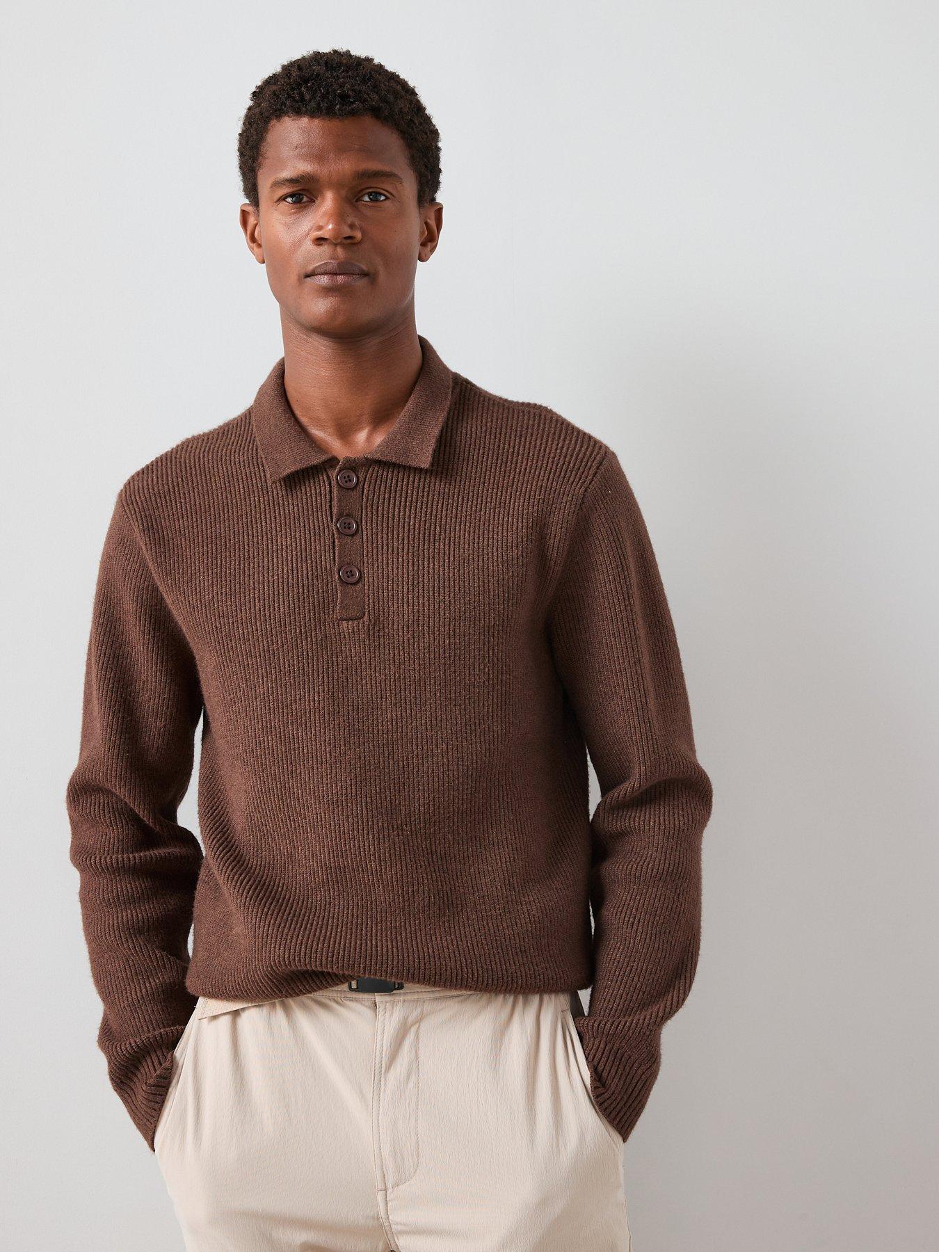 The Very Collection Chunky Soft Touch Knitted Polo - Brown