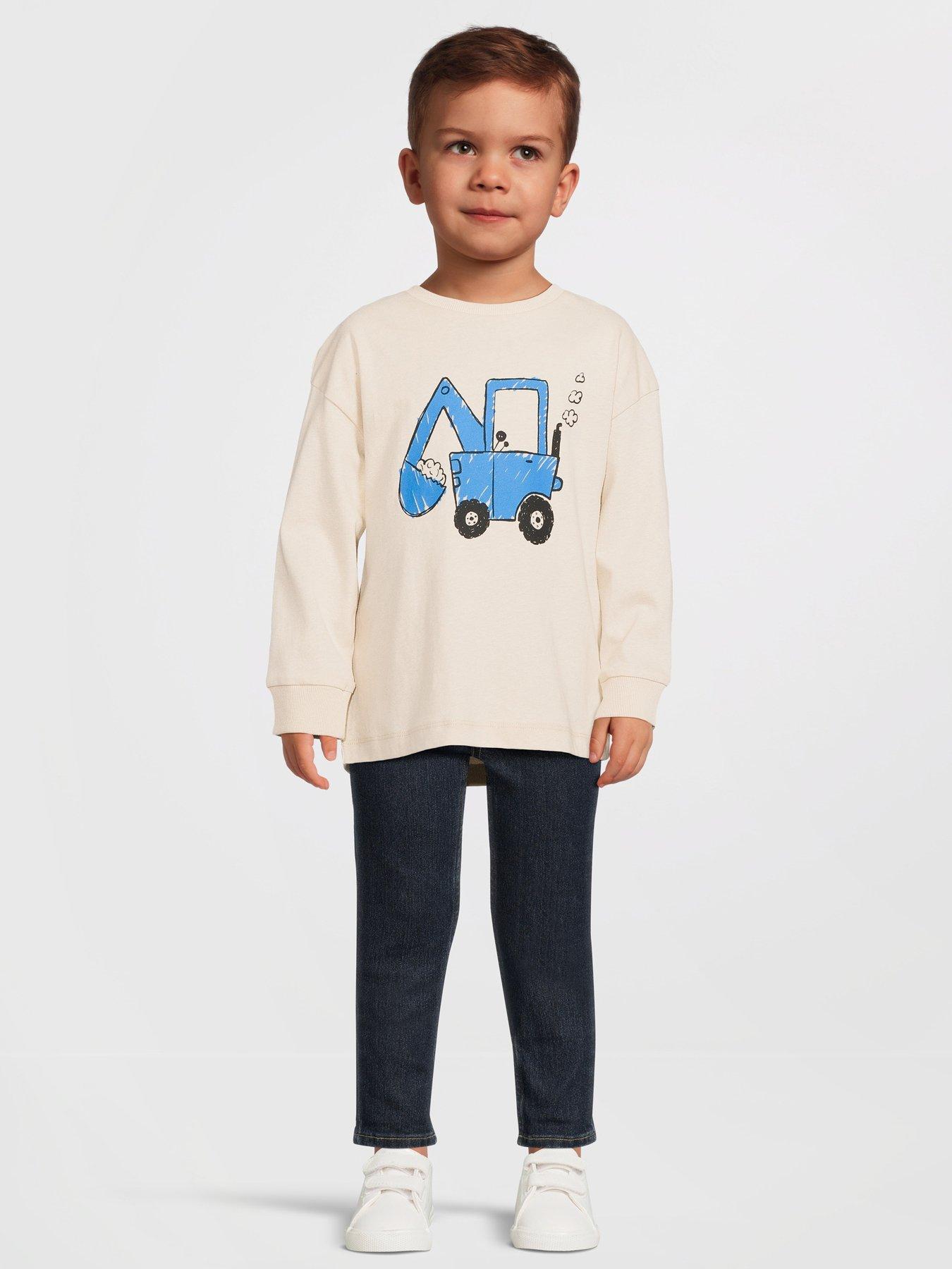 Image 1 of 5 of Mini V by Very Mini V By Very Boys Long Sleeve Tractor Tshirt - Stone&nbsp;Beige
