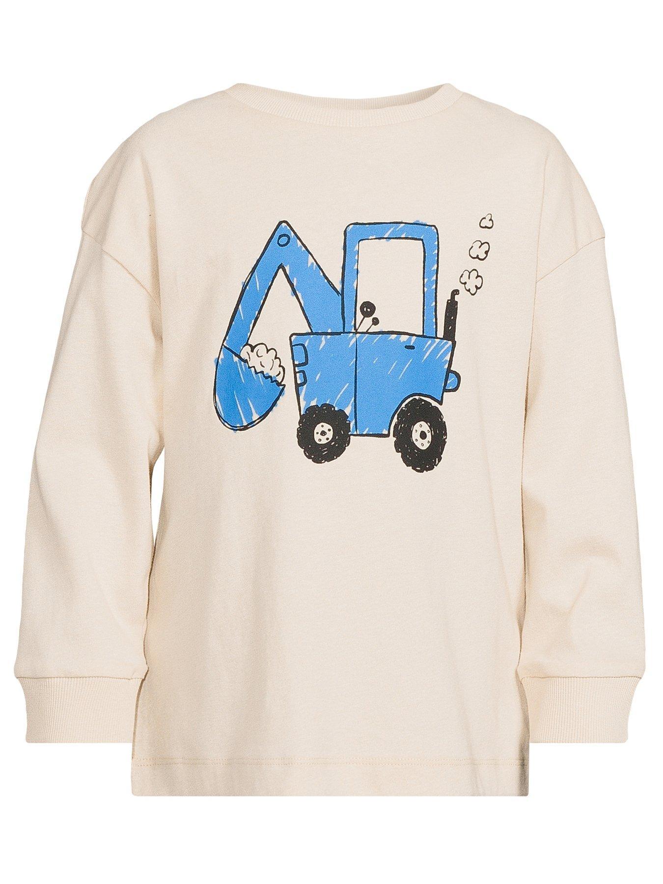 Image 5 of 5 of Mini V by Very Mini V By Very Boys Long Sleeve Tractor Tshirt - Stone&nbsp;Beige