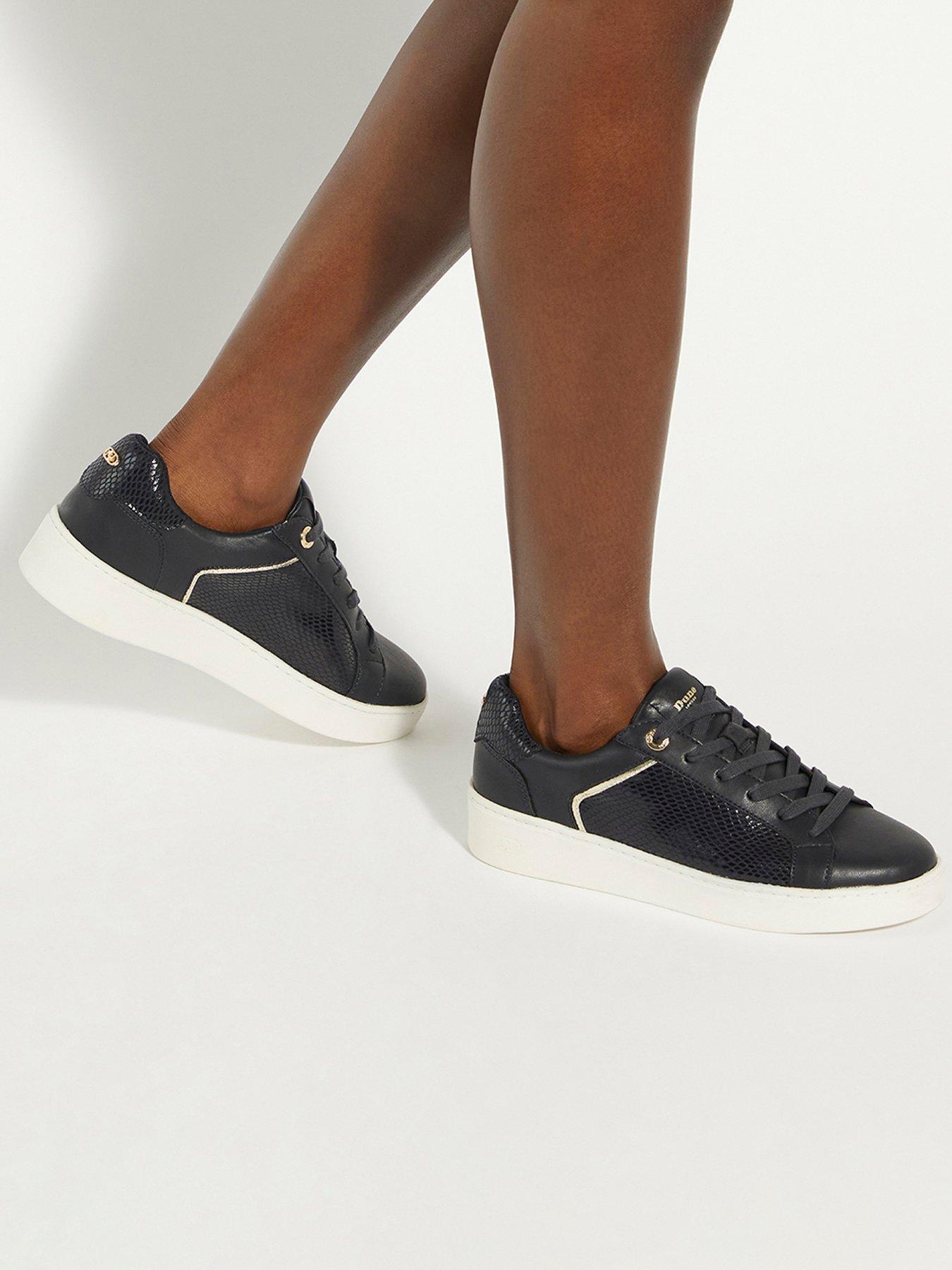 Dune London Elli Lace Up Chunky Flatform Trainers Navy Very