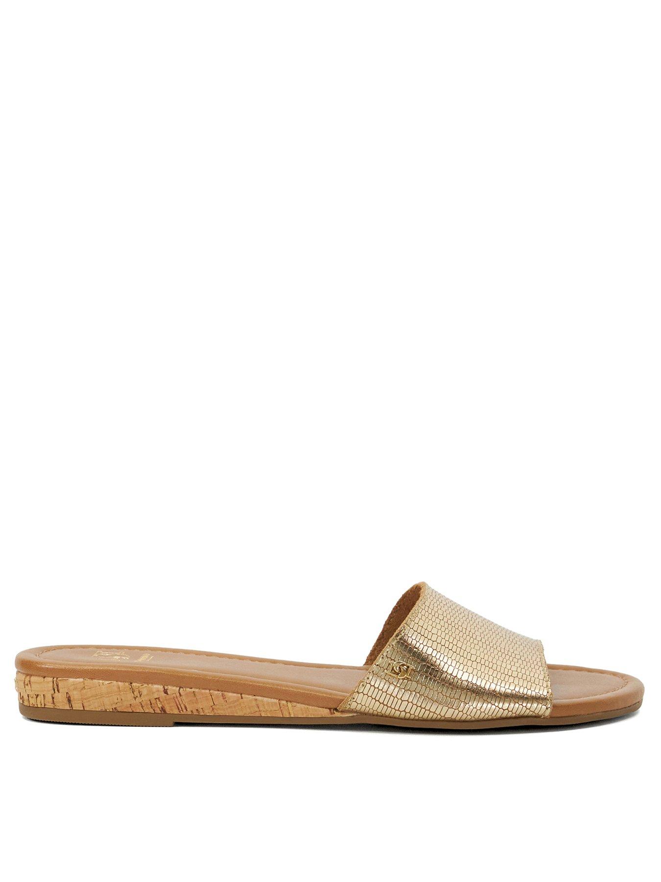 undefined Lino Leather Flat Sandal - Gold